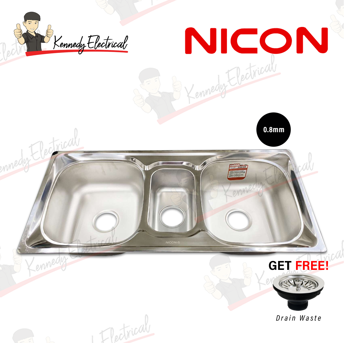 Nicon Smart Super Deep Hair Line 2 Bowl Kitchen Sink (10046#) W6-06