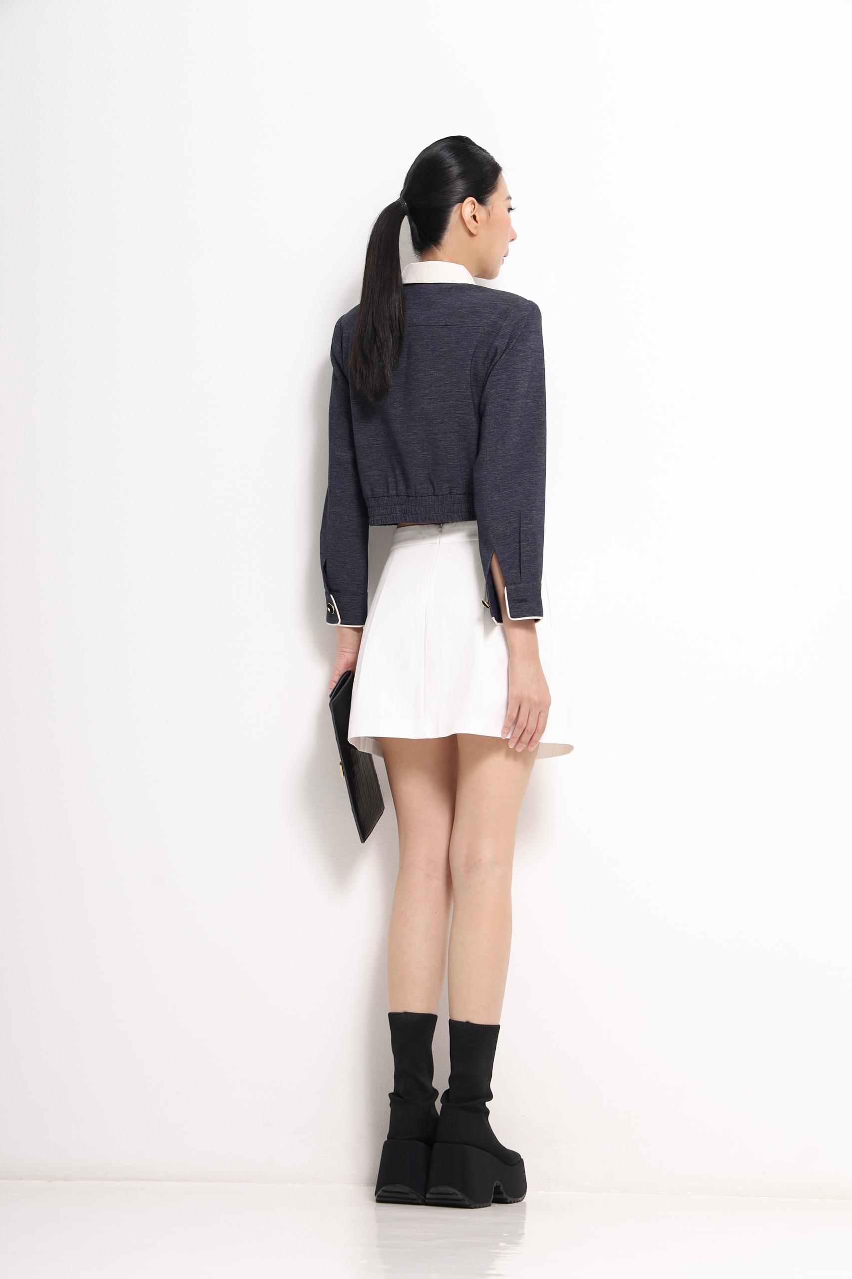 CB2711 COLLAR LONG SLLV CROP JACKET