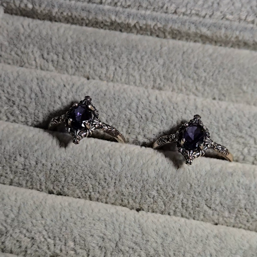Iolite rings in adjustable sterling silver - JW35