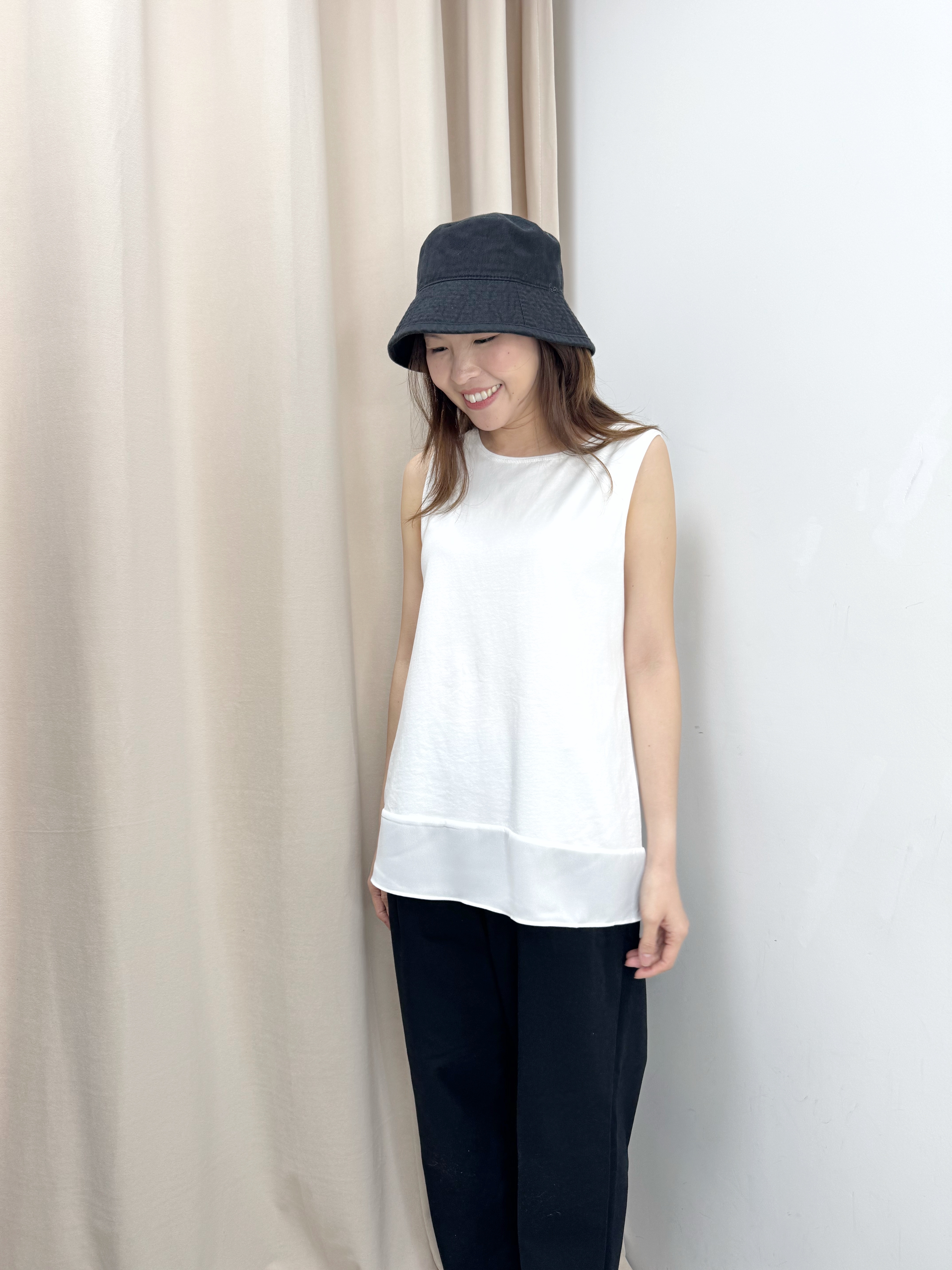 拼雪紡下襬背心（4色）