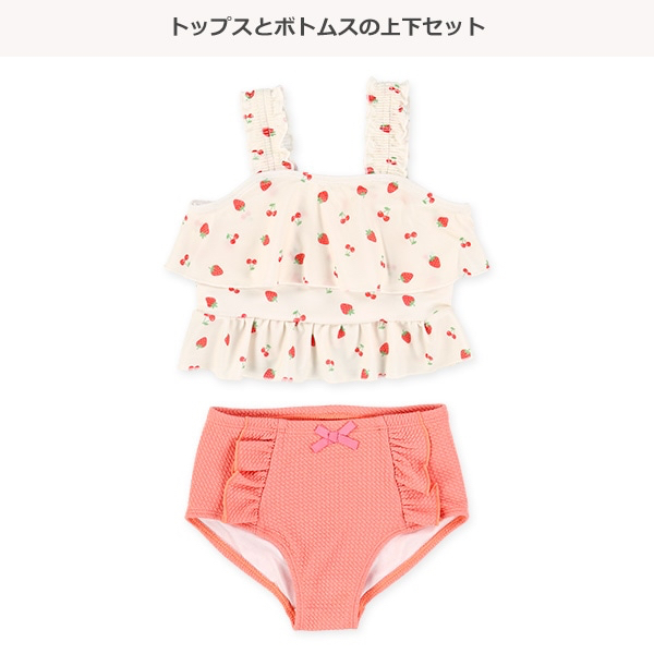 🇯🇵預訂 日本直送🇯🇵兩色格紋草莓櫻桃滿印分體泳衣