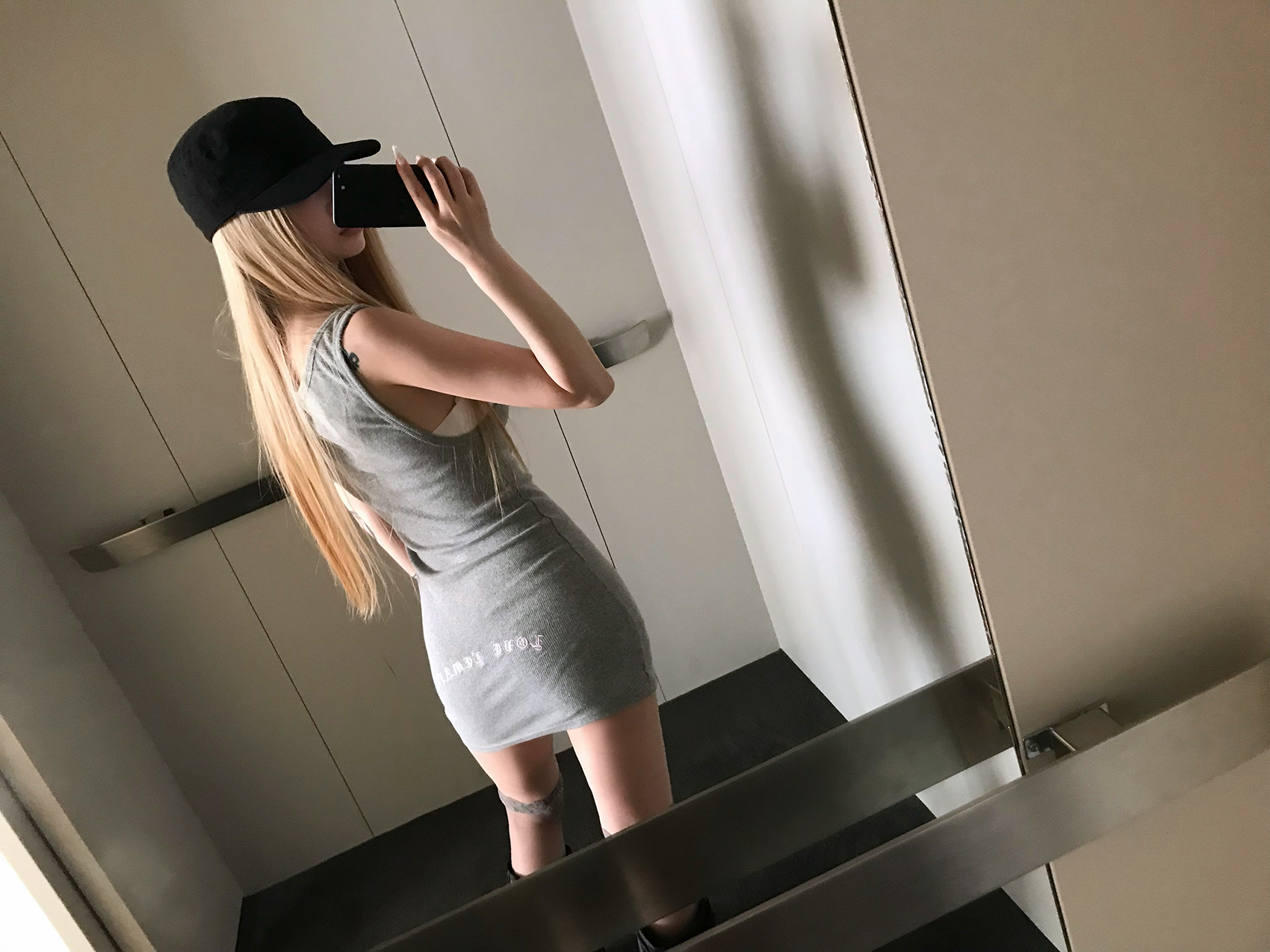 Gothic Lettering Ribbed Tank Dress