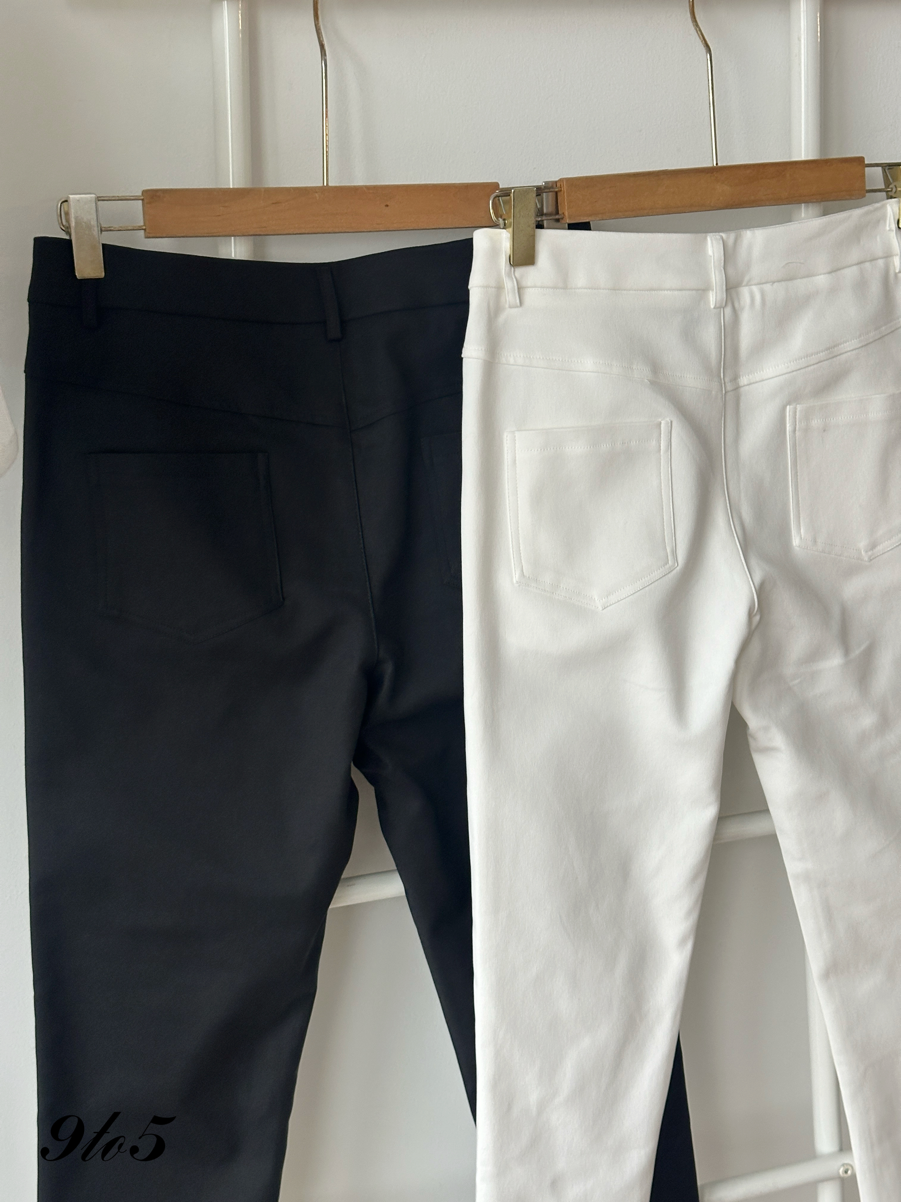 S1951 Low Waist Long Straight Pants - Black & White