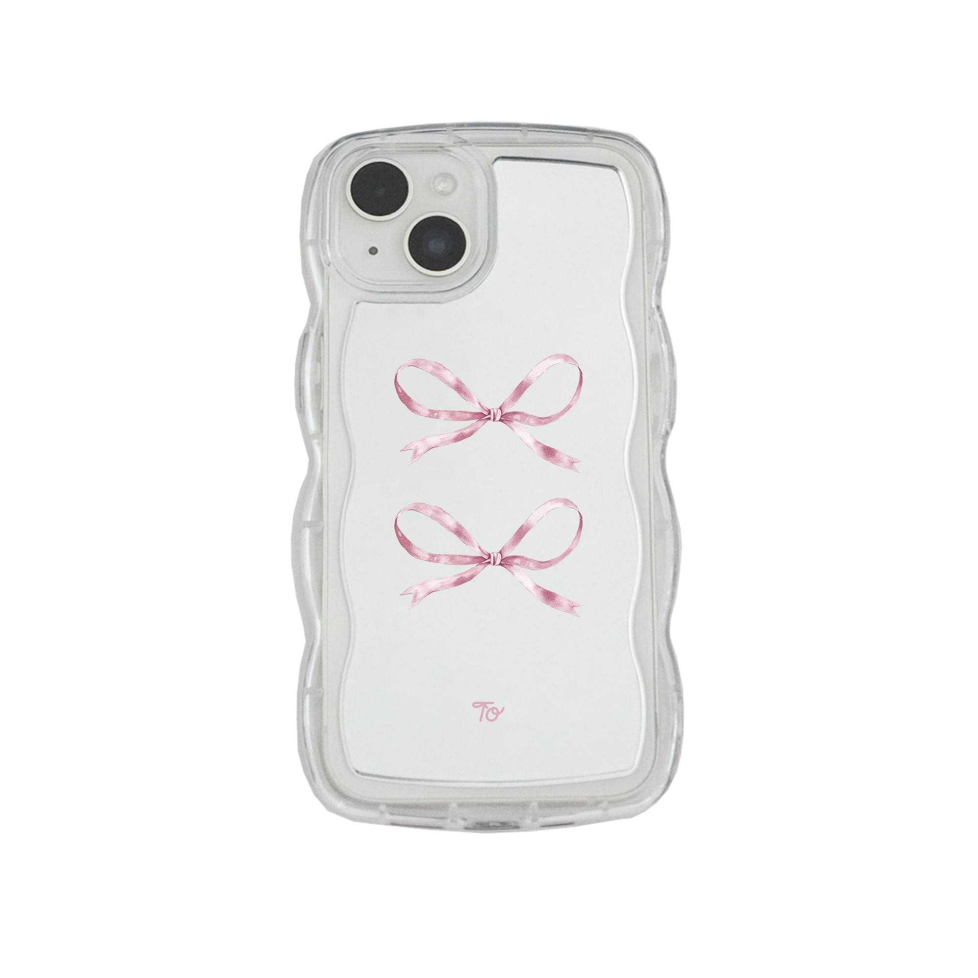 【Silky Pink Ribbon(S)】波浪邊框鏡面 iPhone Case 