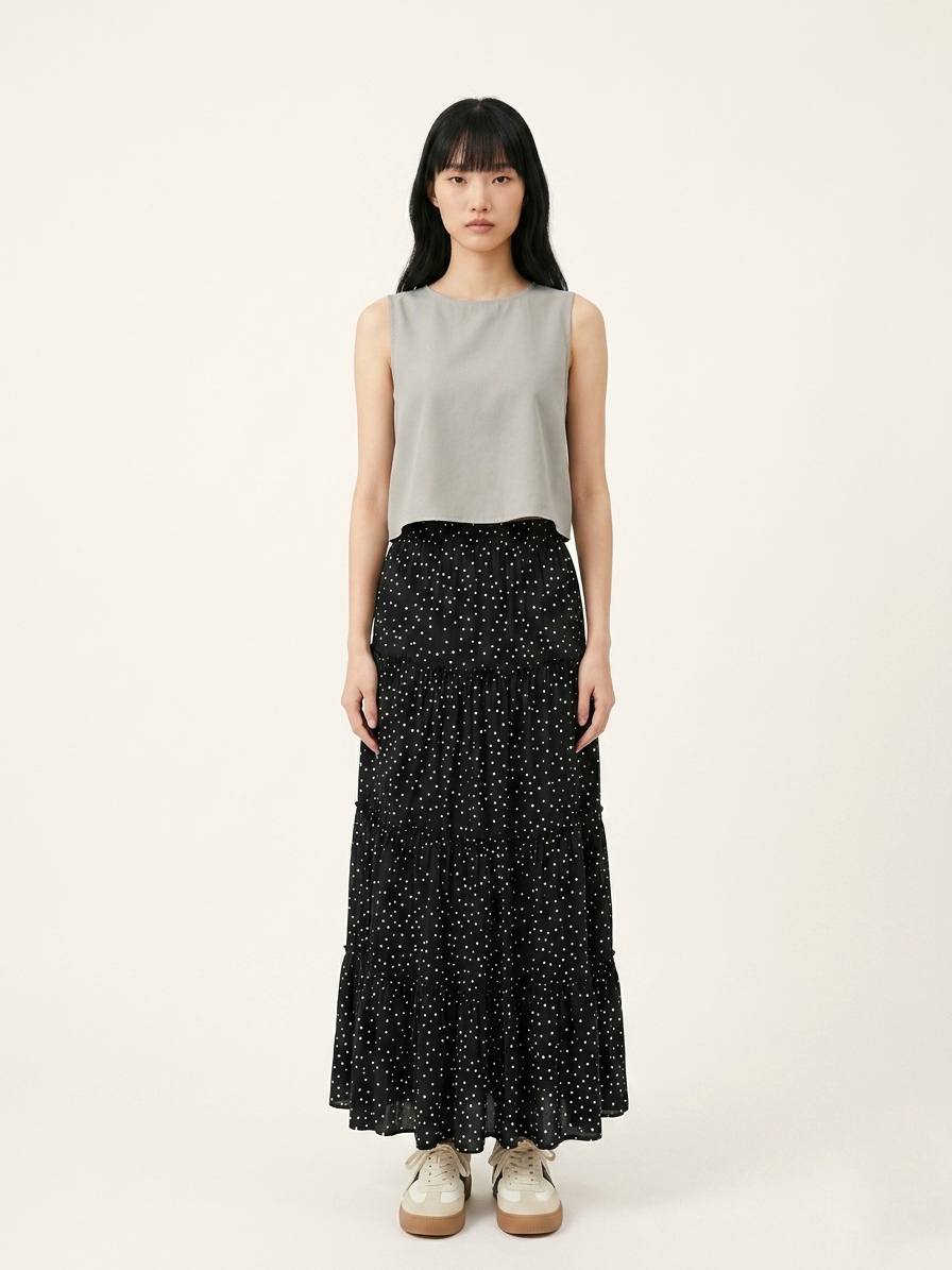 W6031 - Tiered Maxi Skirt