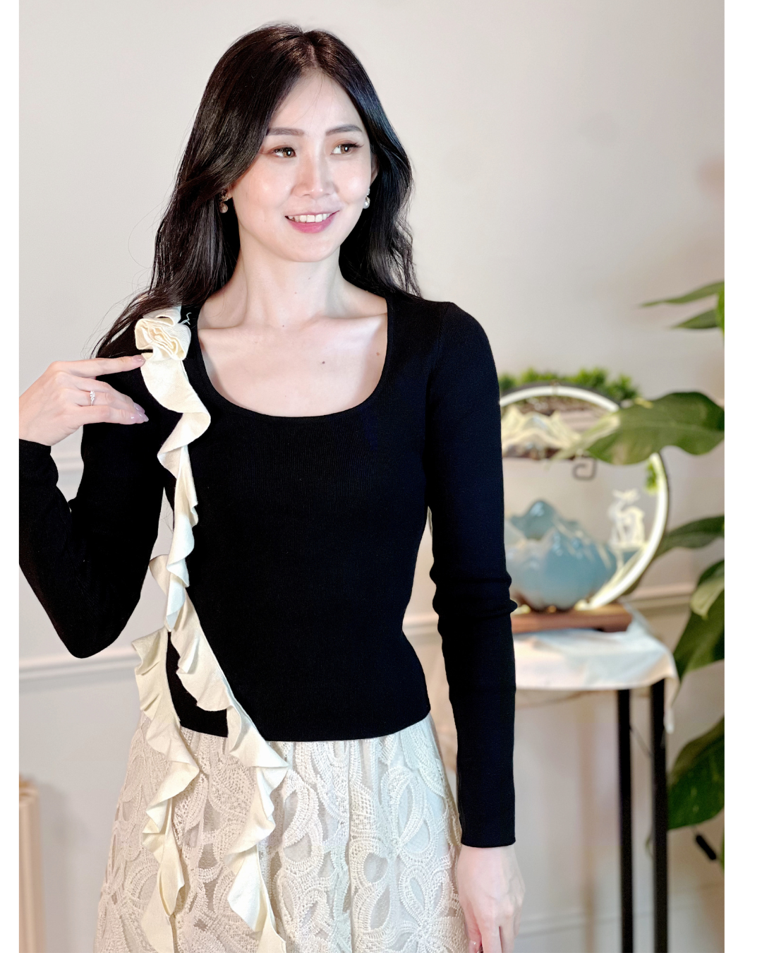 5109 Kristin Long Sleeve with Ruffle Blouse