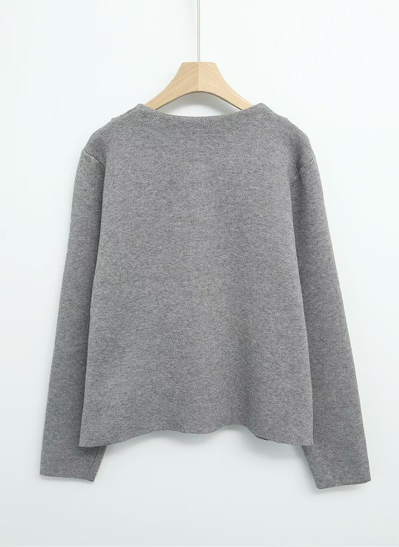 金鈕挺針織外套