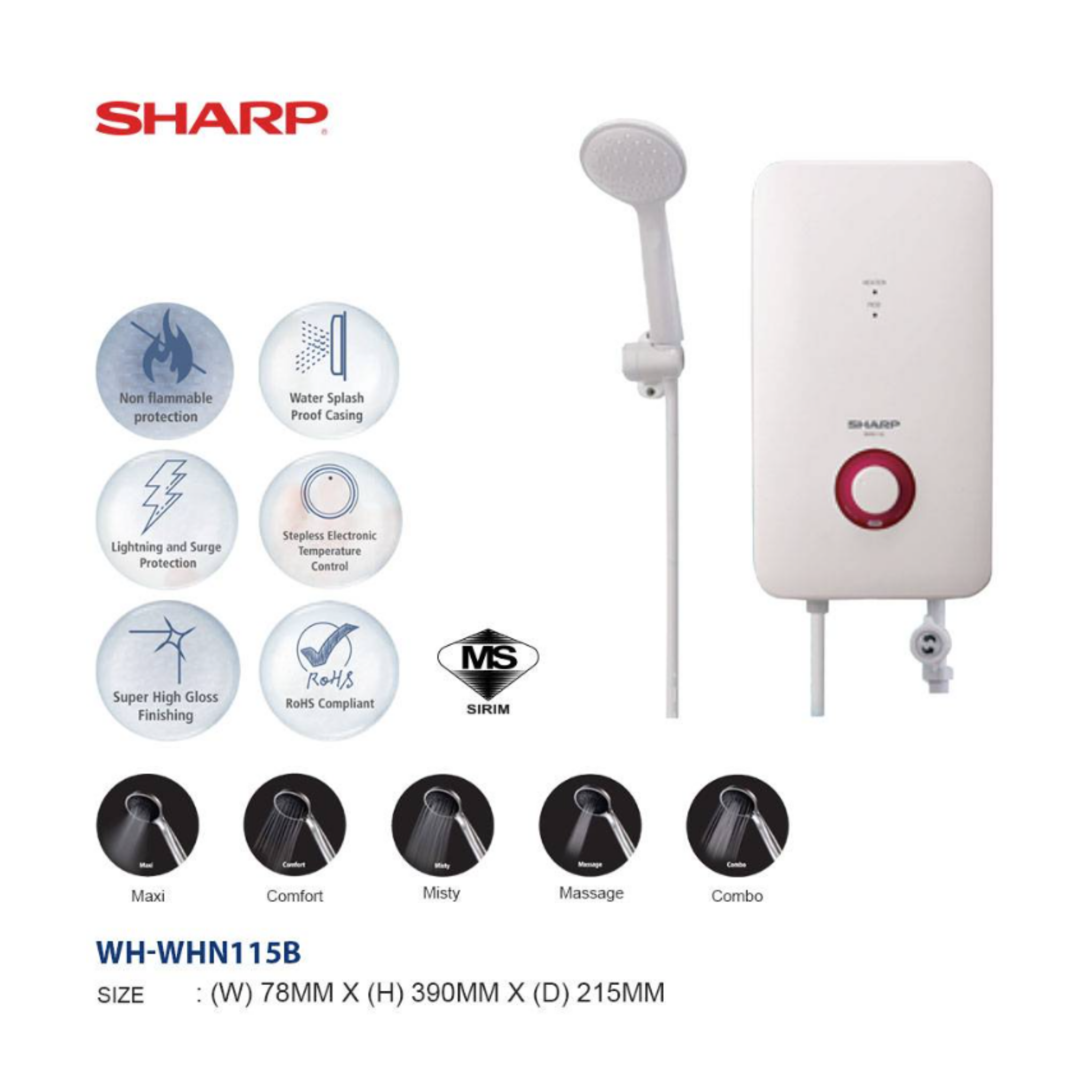 Sharp Non-Pump Water Heater (WHN115B)