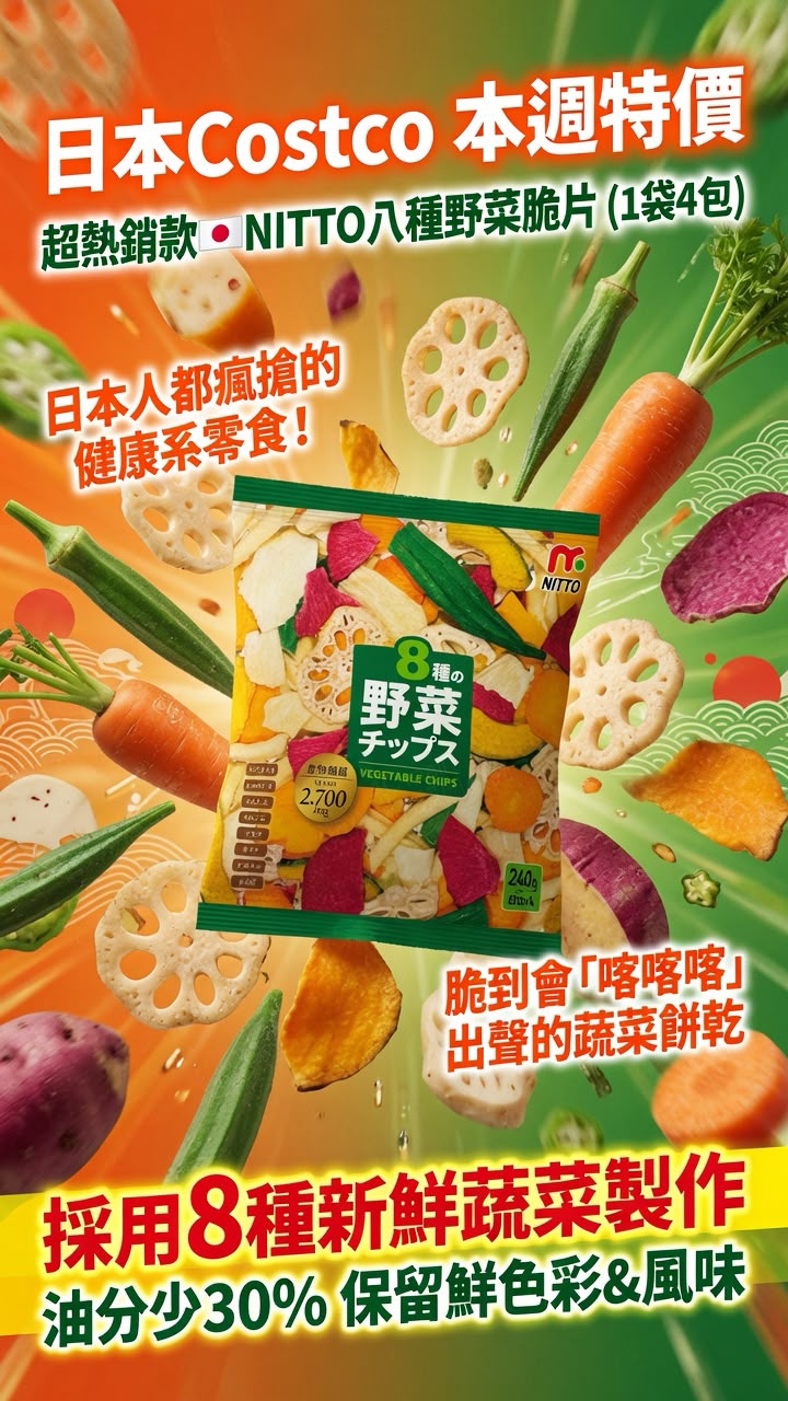 日本Costco 超熱銷款🇯🇵NITTO八種野菜脆片（1袋4包）