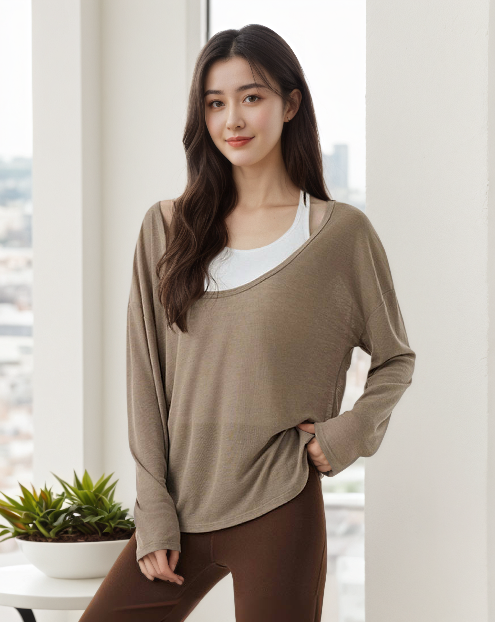 長袖罩衫運動背心疊穿兩件套