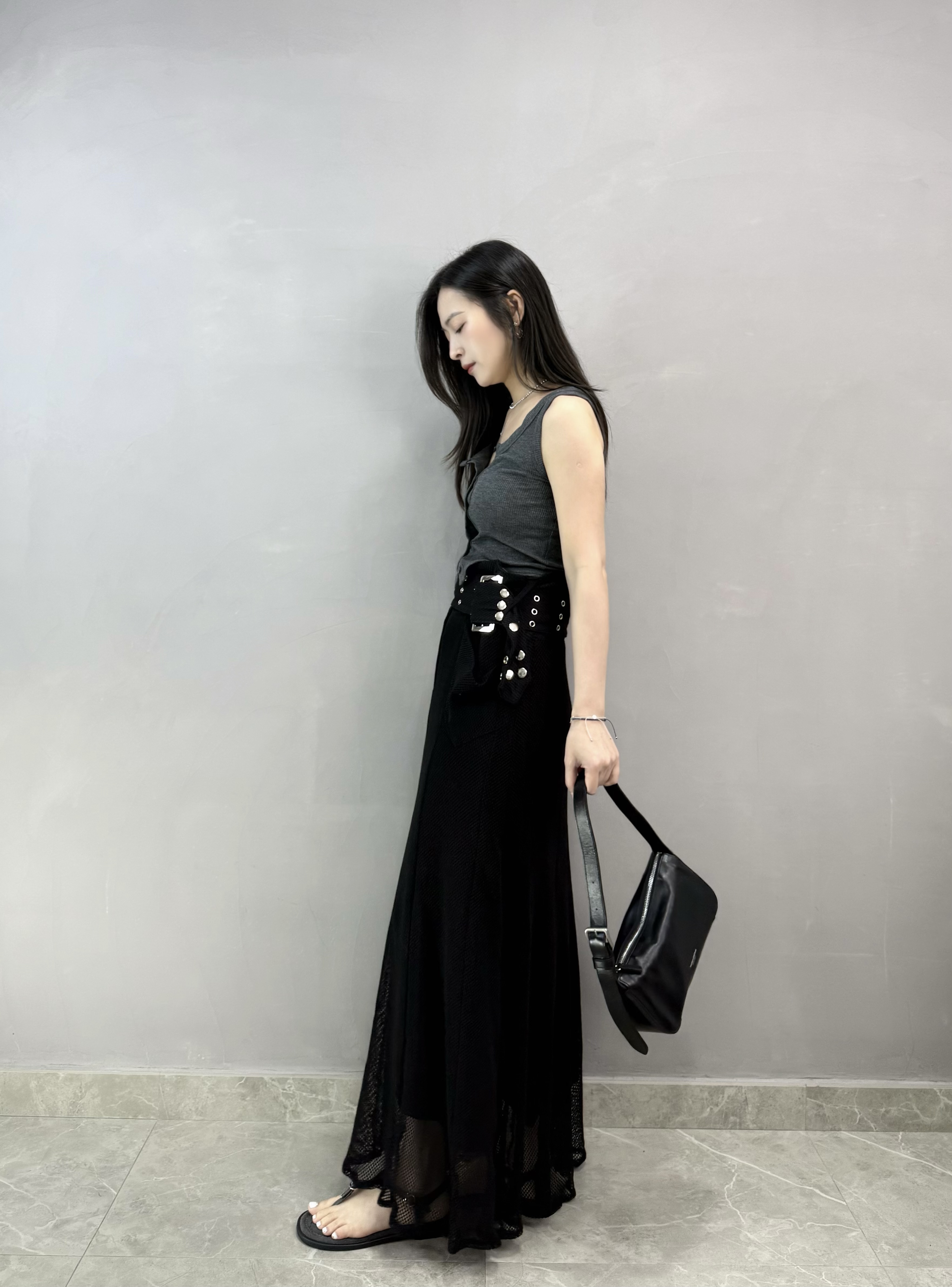 M63 格仔紋背心+刺繡外套set