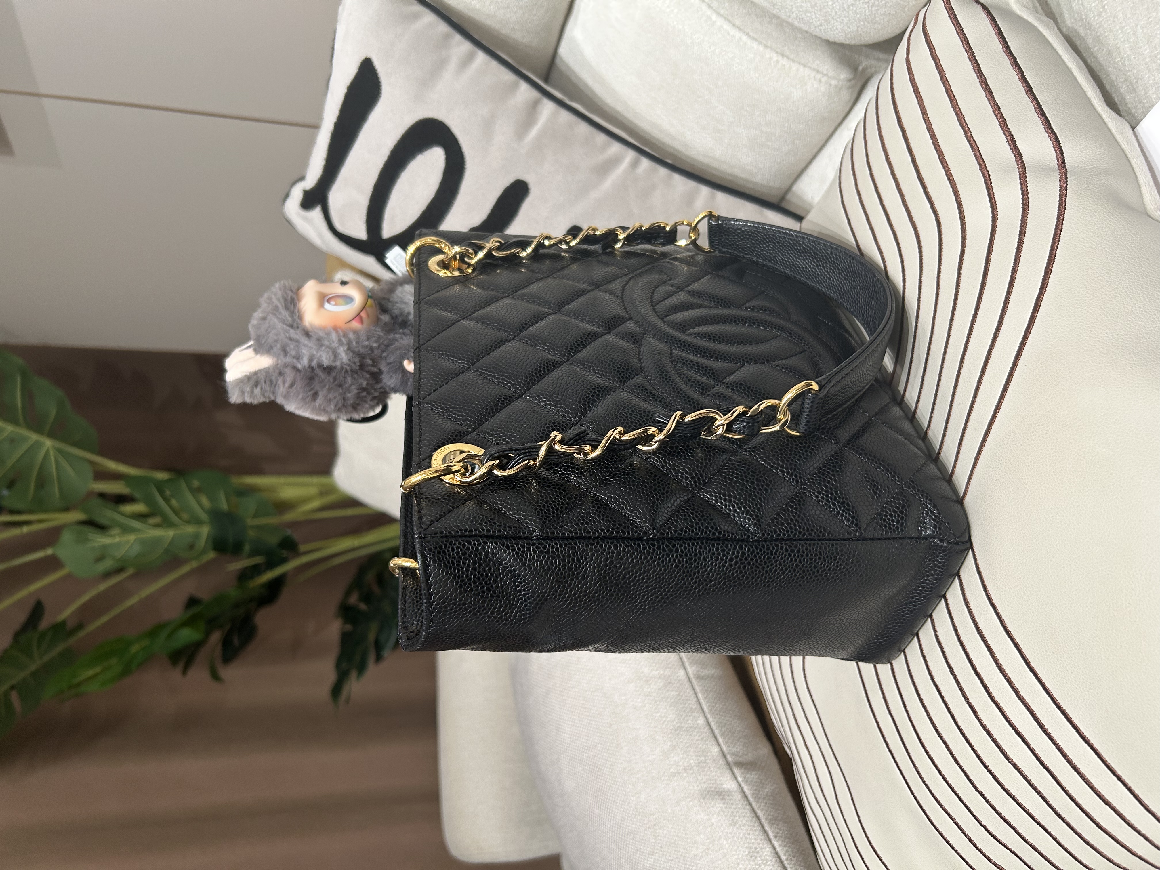 Chanel PST Tote Bag 黑色荔枝牛皮金鏈 100%Authentic, 95%New ✅19Card✅Dust bag