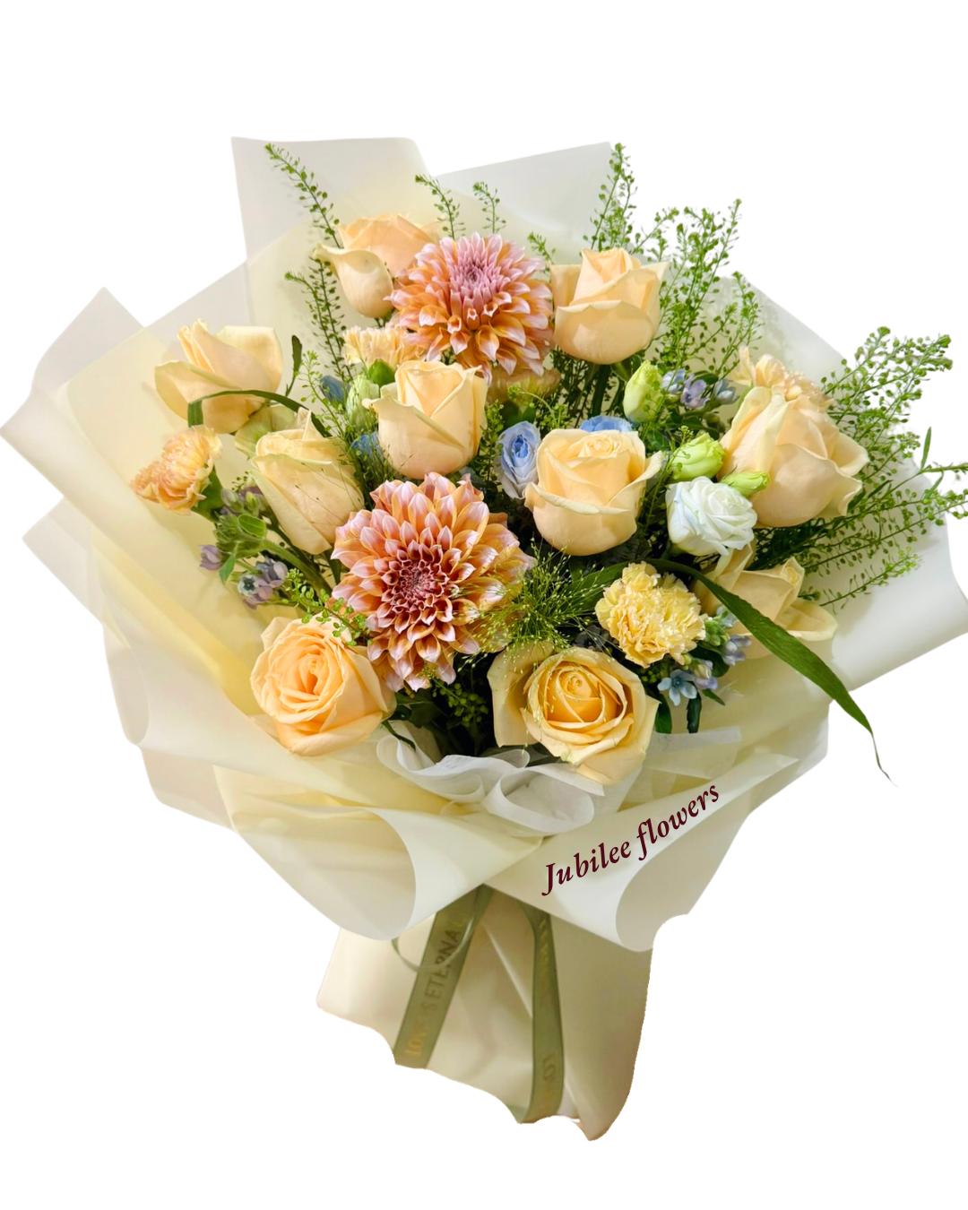 黃色玫瑰 大麗花 花束