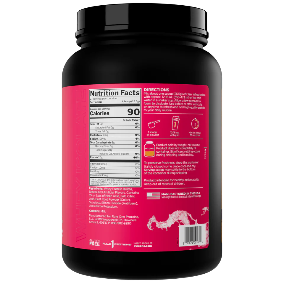 R1 Protein - Clear Whey Isolate 27sev (Strawberry Lemonade) (現)