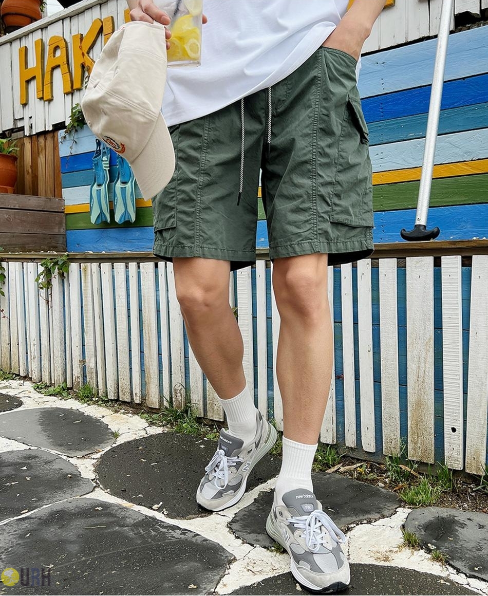 【100%保證韓國直送】Premium Utility Stone Washing 復古石磨洗水 Cargo 工裝口袋彈性束繩寬鬆短褲 👖 [4 color] RG165899