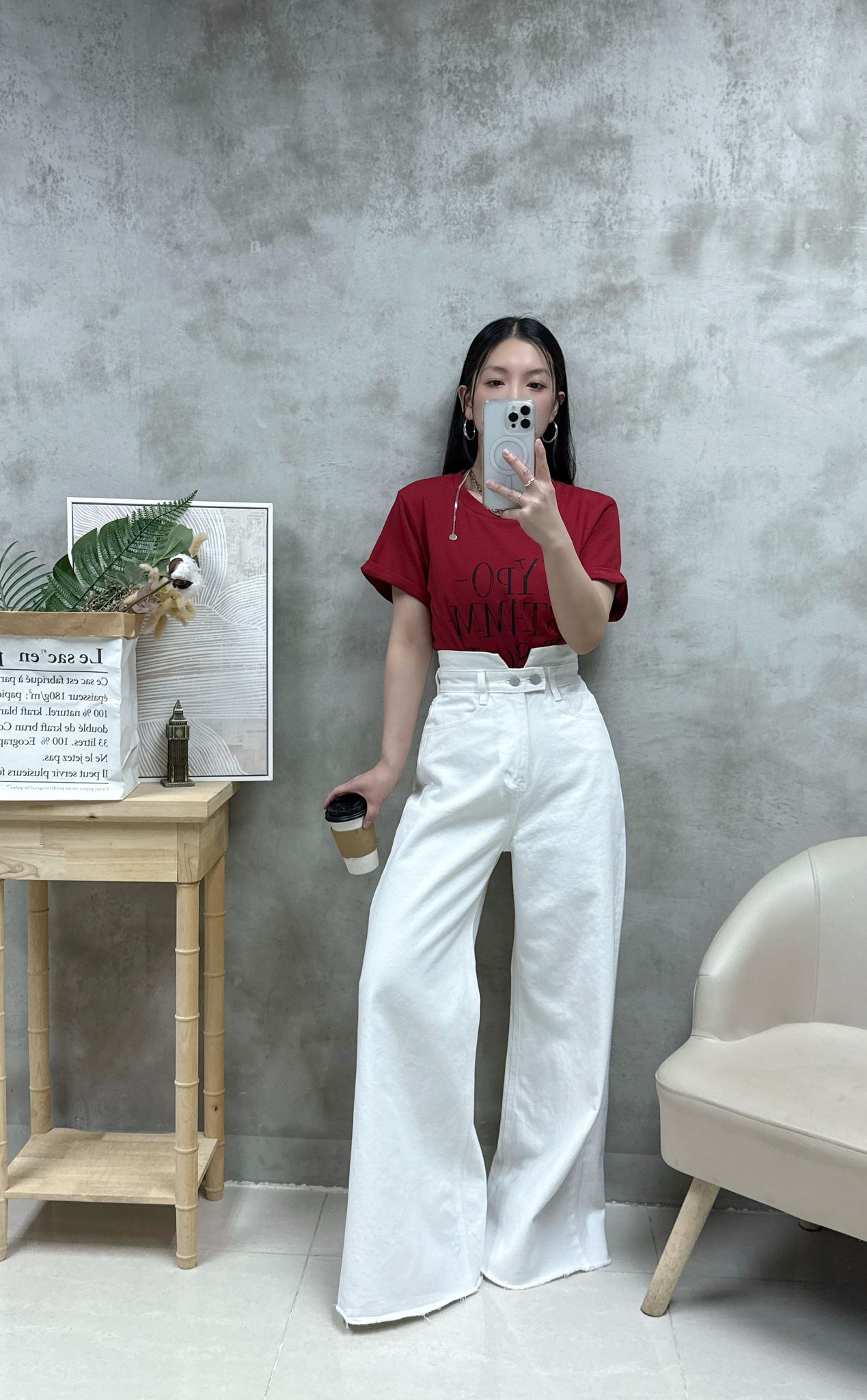 B15 不規則腰高腰牛仔褲