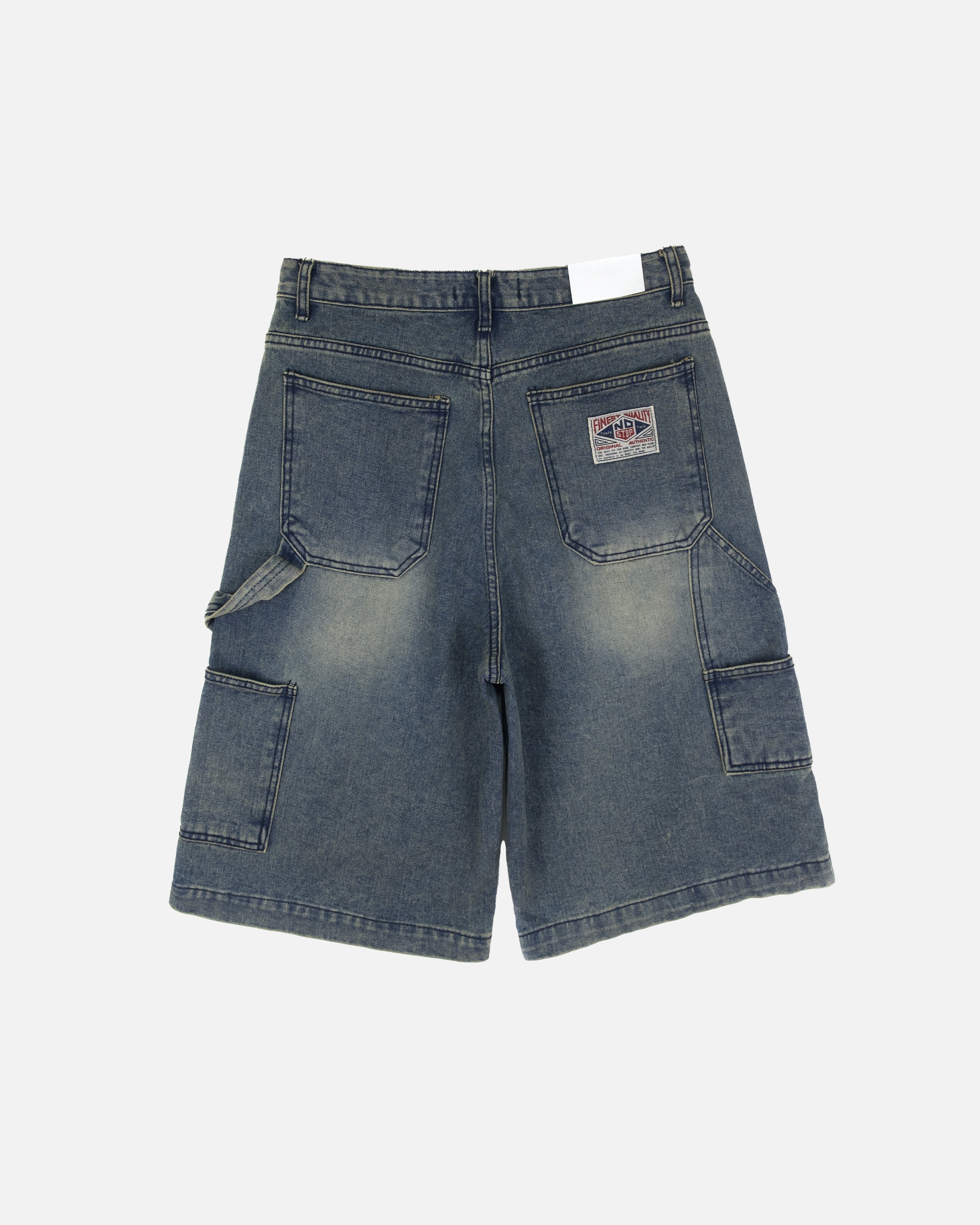 Washed Cargo Denim Bermuda Shorts