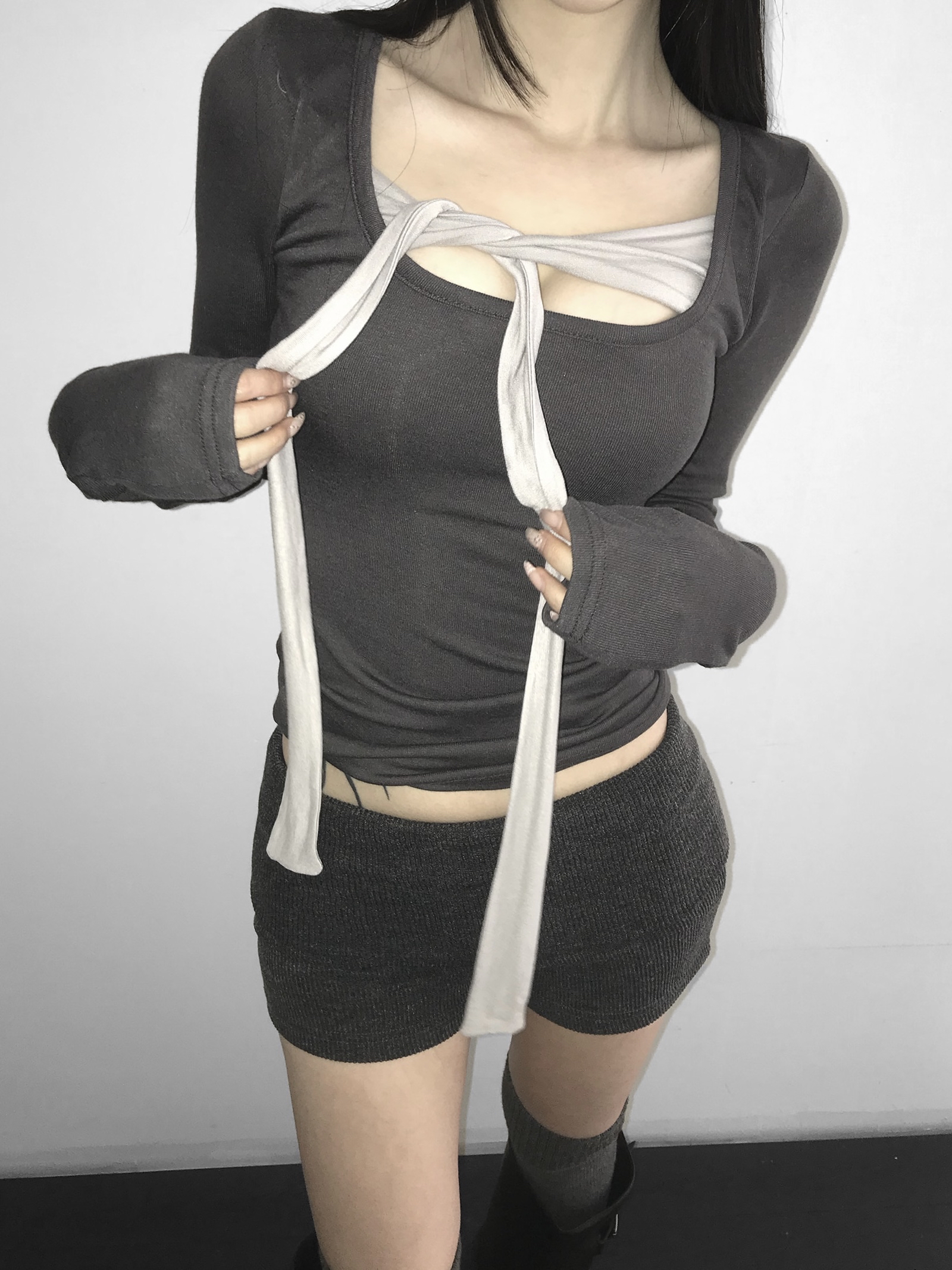 Knit Foldover Waist Mini Shorts