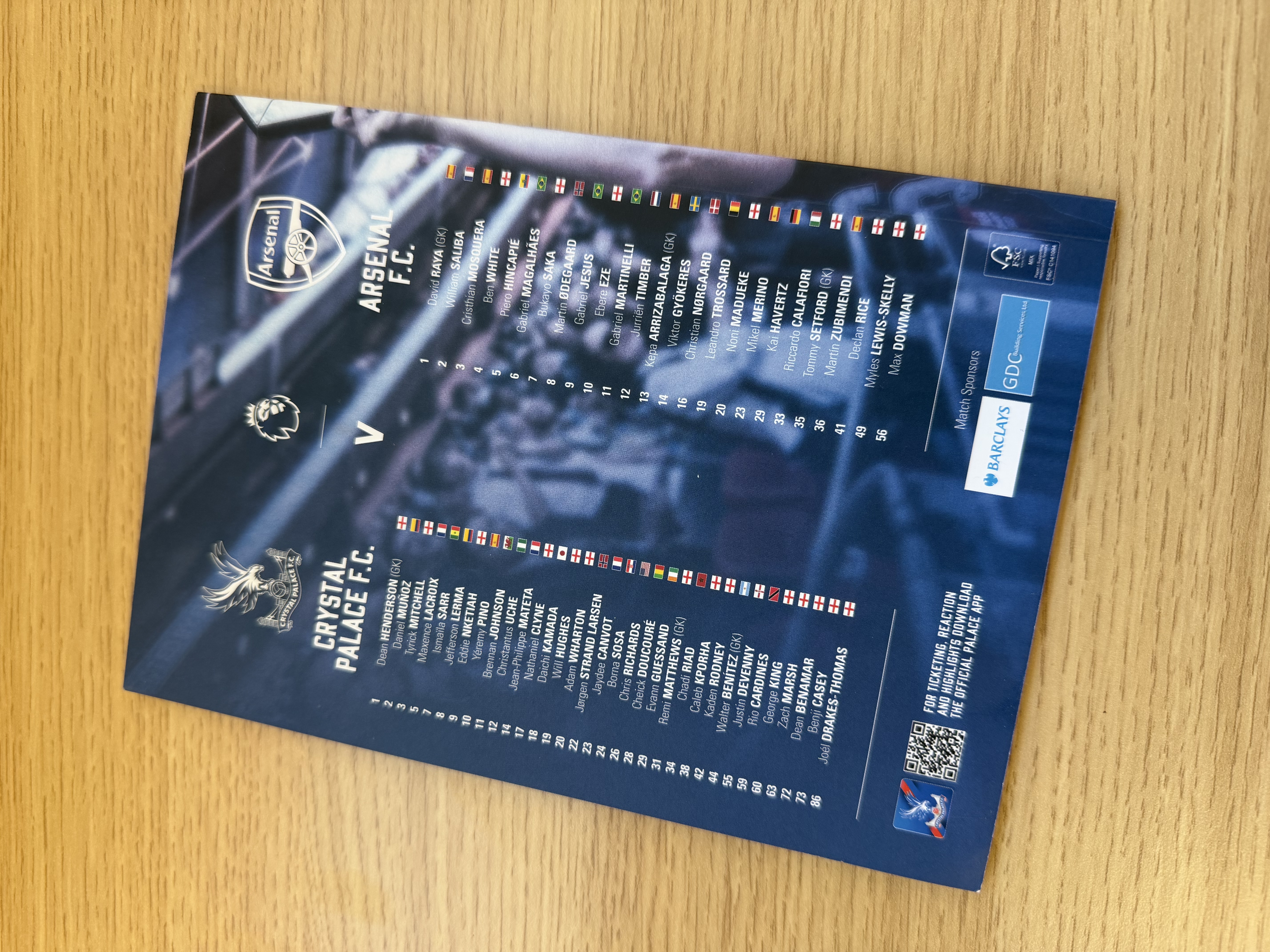Arsenal 英超捧盃日煞科作客 Crystal Palace 2025/26 官方場刊｜英超冠軍捧盃日