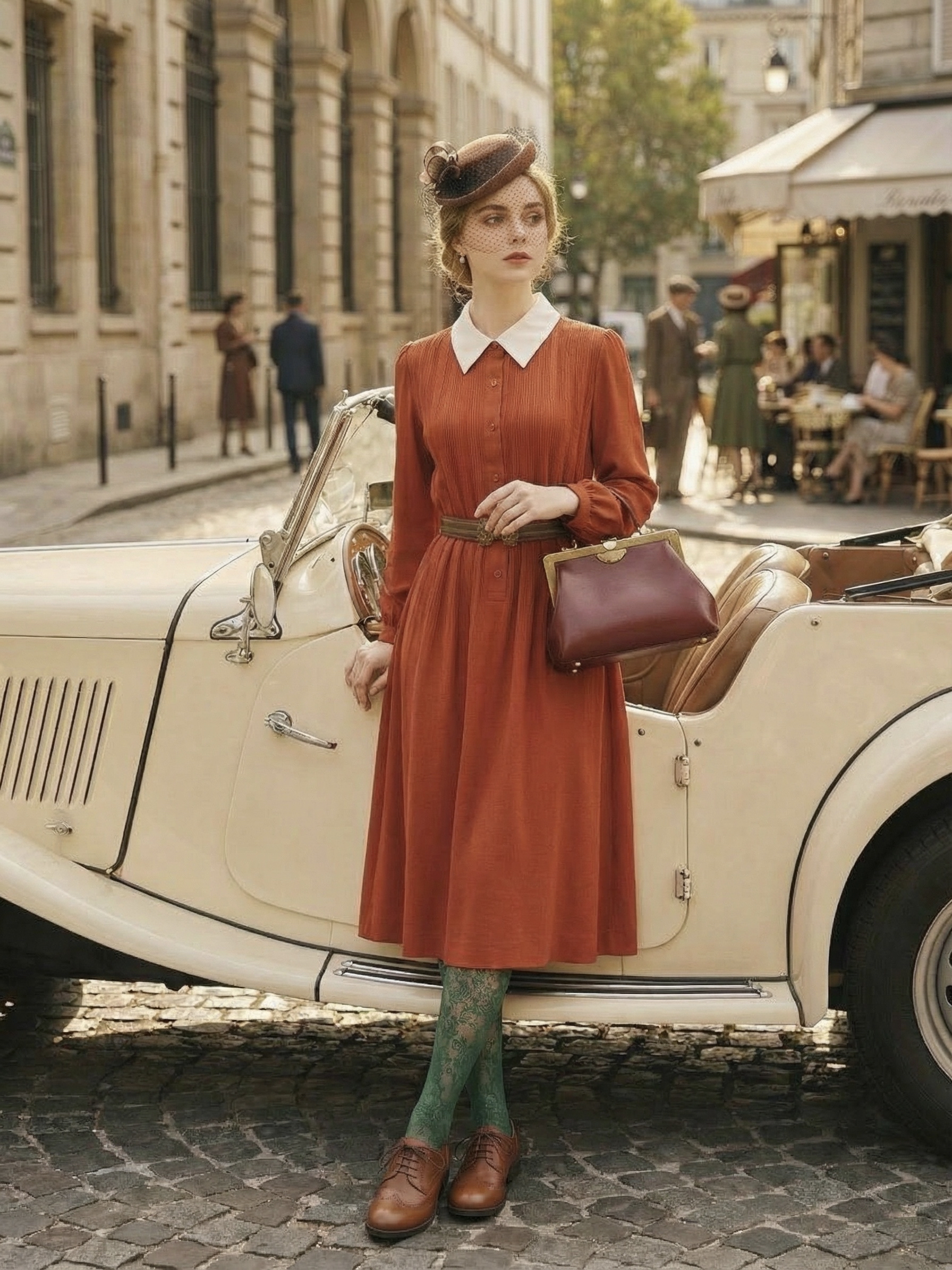 日本製小白領子古董公主裙