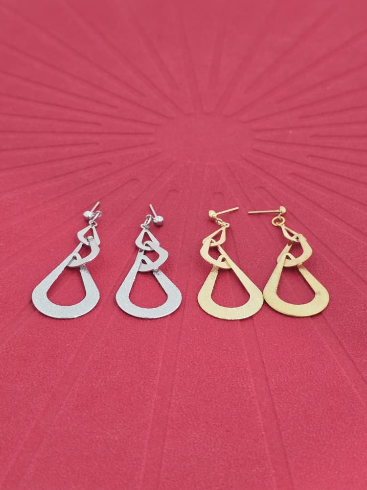 Layered Geometric Drop Stud Earrings