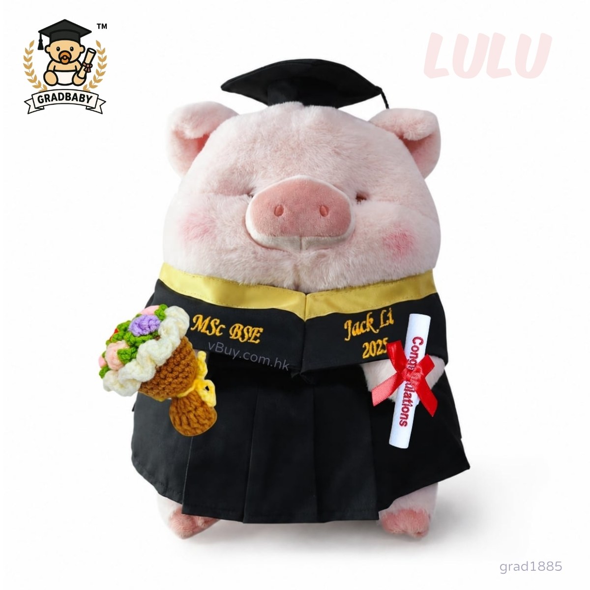 Lulu豬畢業公仔 大學畢業公仔 香港現貨 可加名 Gradbaby