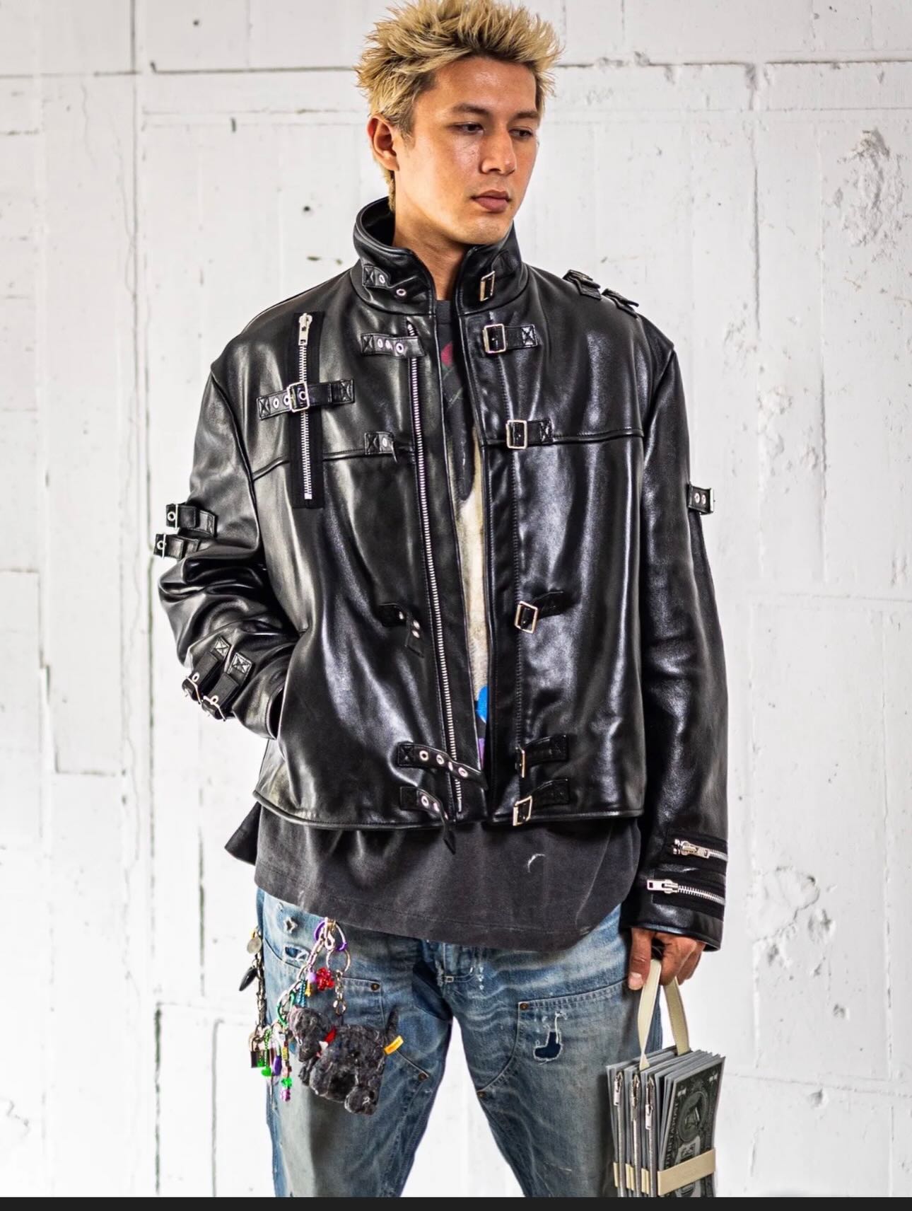 doublet 25AW BUCKLE OVERLOAD LEATHER JACKET size M 99新 限量47件 HKD 6500 長67cm 胸66cm