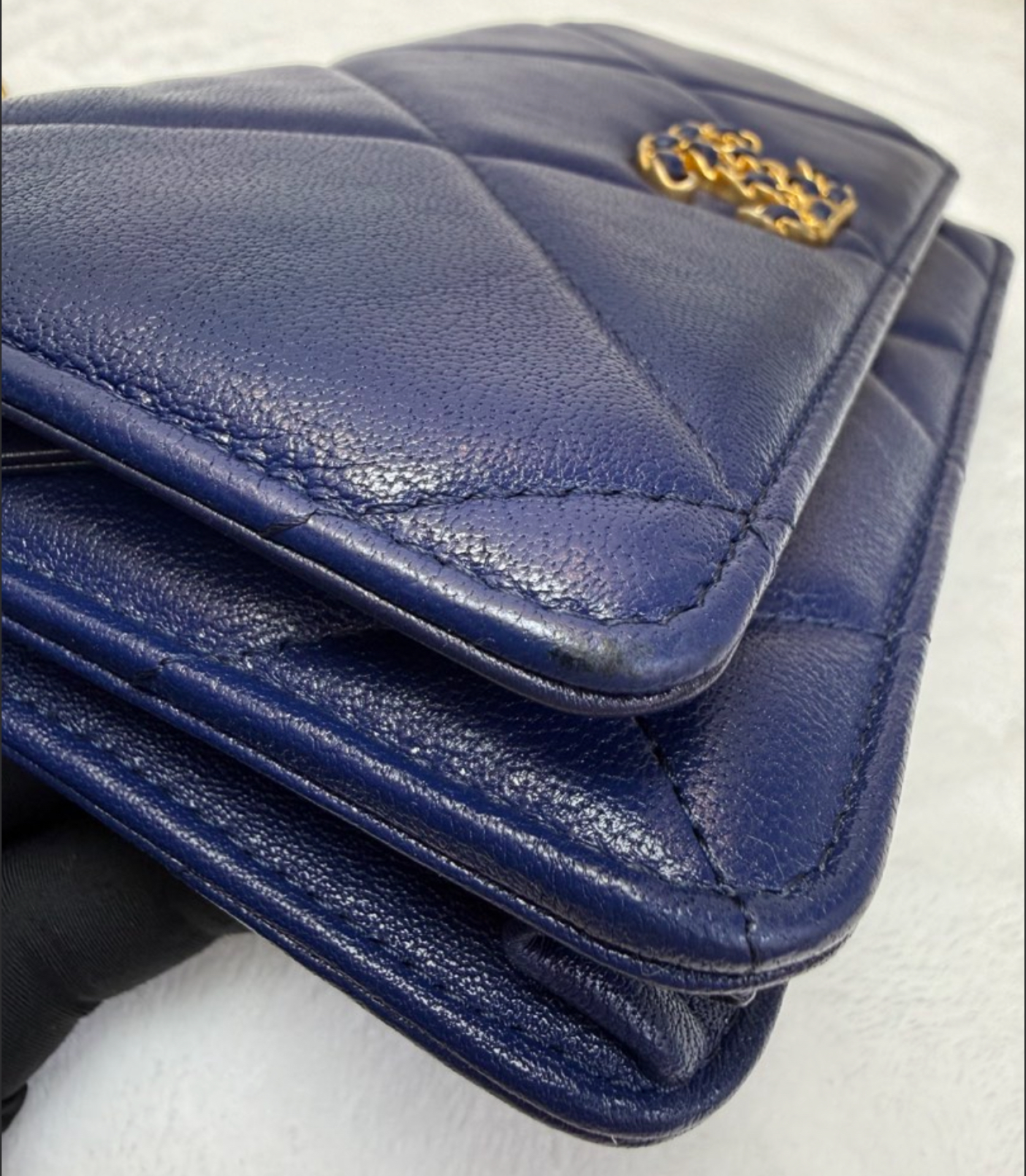 Chanel香奈兒WOC 19bag 鏈條斜挎包 深藍色