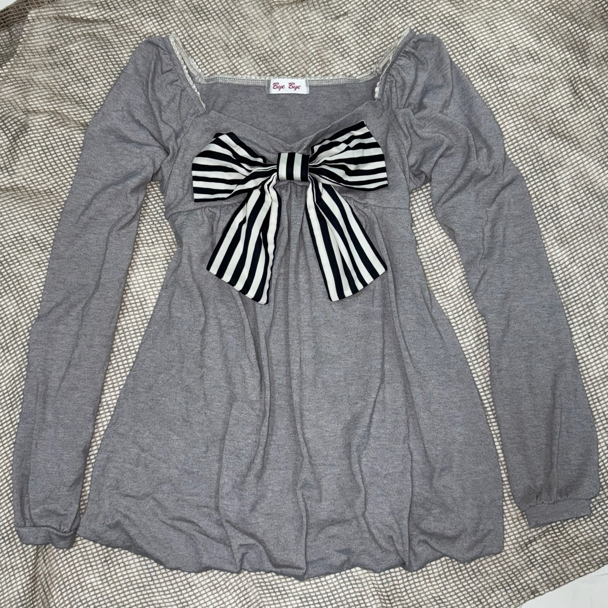 Empire Waist Babydoll Top with Large Bow Accent