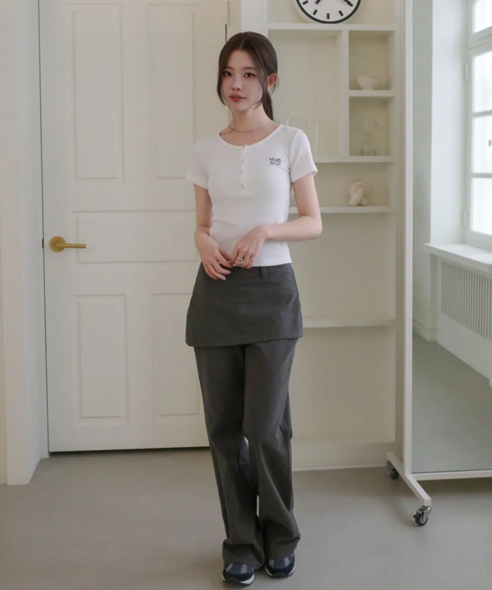 【預訂】 Huahmuah - Henley Neck V-Neck Short Sleeve T-Shirt 