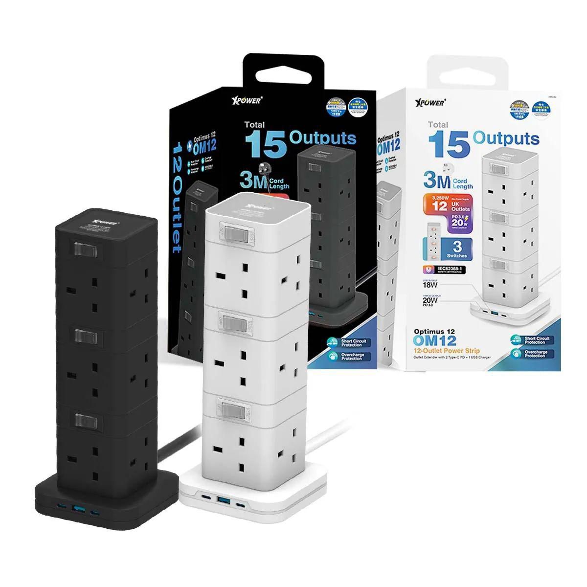 $159。Xpower Optimus 12 OM12全港首款直立式15輸出開關拖板 3米線長 12個插頭 PD 3.0輸出