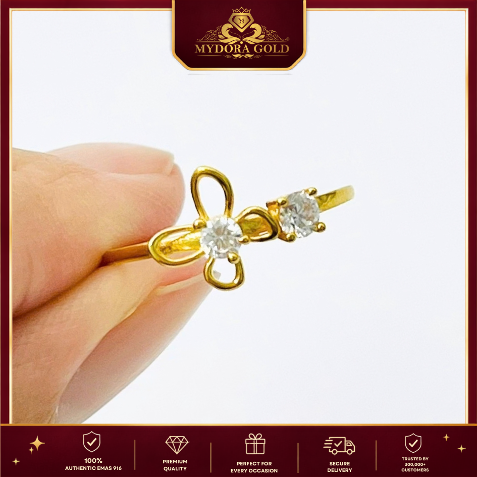 MYDORA EMAS 916 Cincin Batu CZ Butterfly Shine l EMAS 916/22K