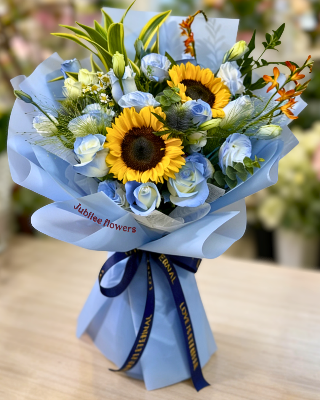 🌻向日葵 藍白漸變玫瑰 