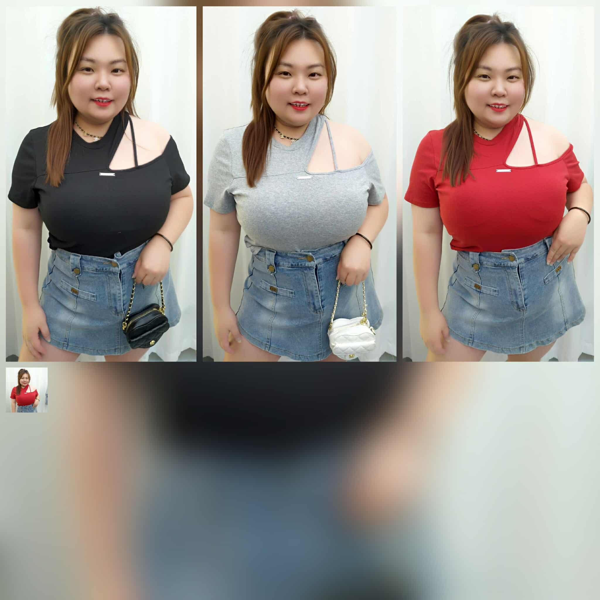 TW#8165 边露肩小性感设计上衣