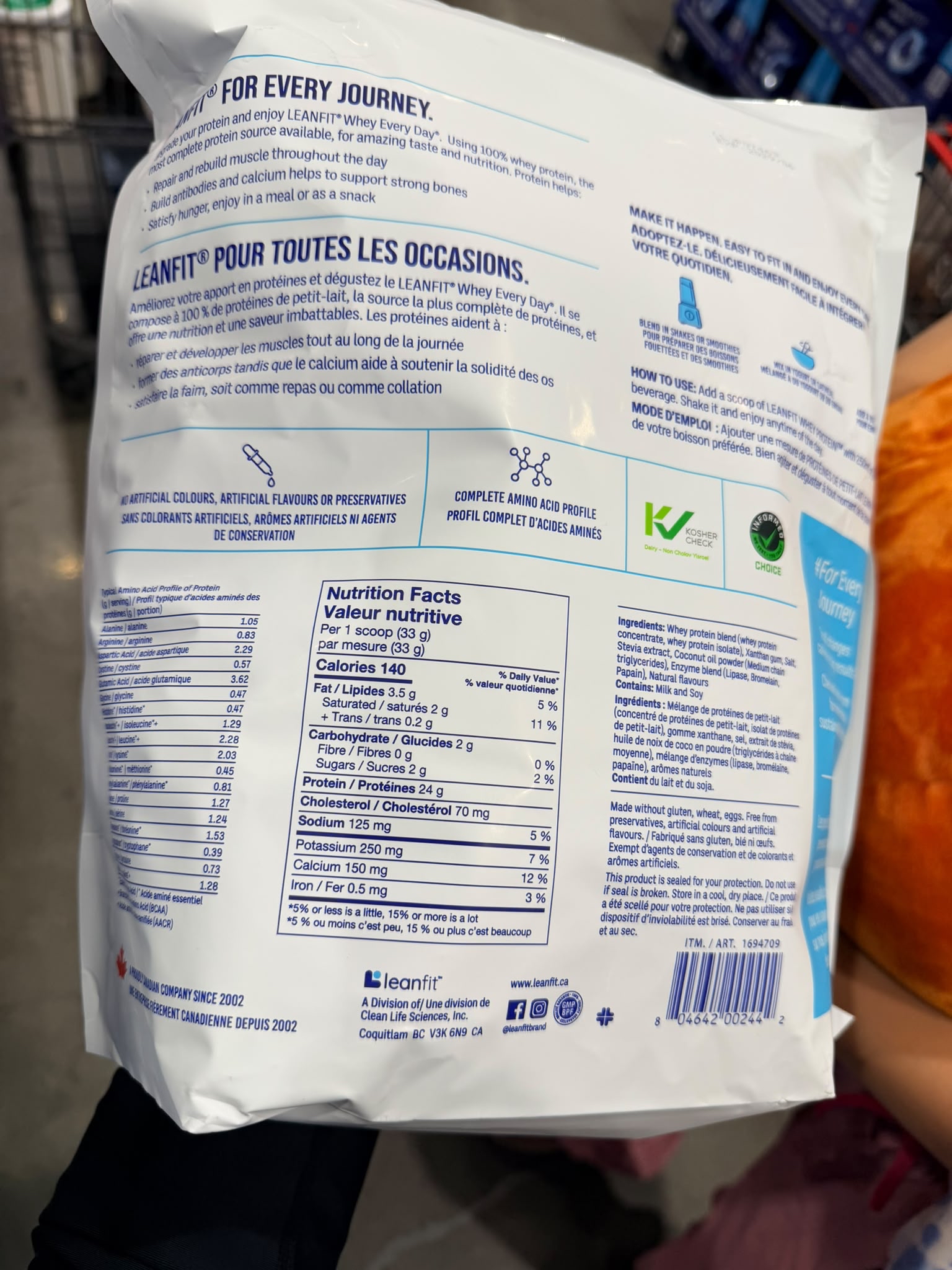 🇨🇦加拿大製Leanfit  朱古力/雲呢拿味乳清蛋白粉（2公斤大包裝） 