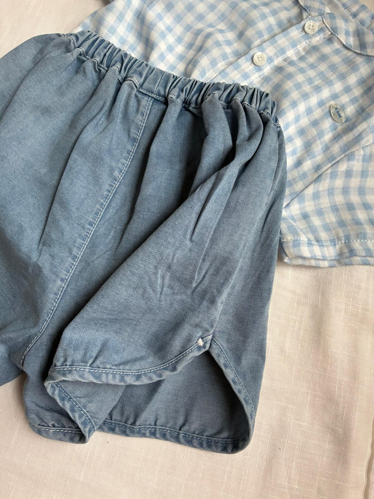 淺藍色運動剪裁牛仔短褲MHY2698