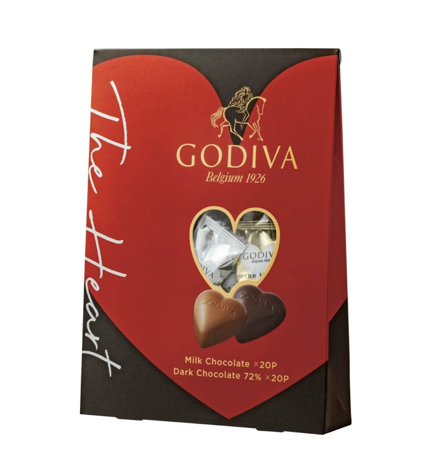GODIVA 心形巧克力什錦裝，40塊，牛奶巧克力與黑巧克力(72%可可含量 )Heart Chocolate Assortment Milk & Dark 72%