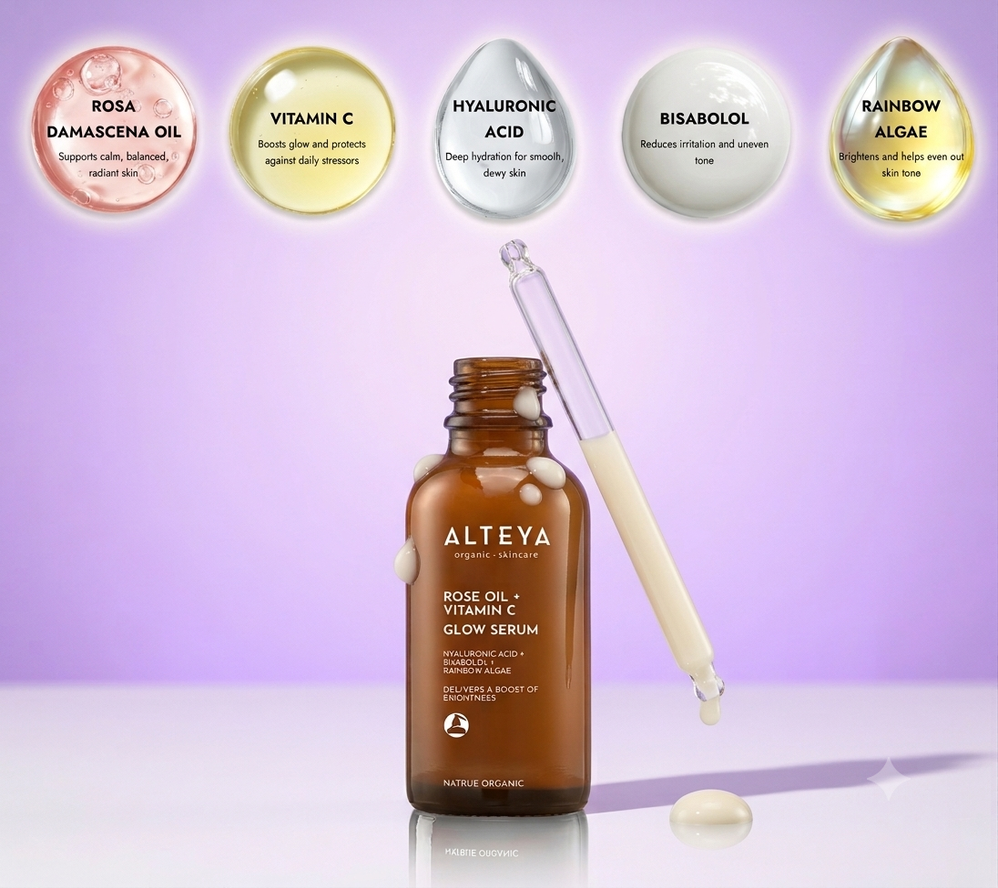 ALTEYA Organic Rose Oil + Vitamin C Glow Serum 有機玫瑰彩虹藻透光亮肌精華 30ml