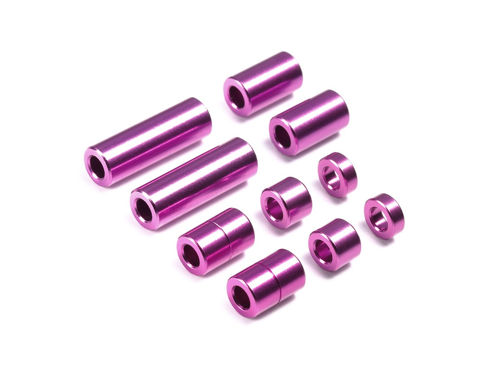 ALUMINUM SPACER SET (12/6.7/6/3/1.5mm, 2PCS. EACH) (PURPLE)