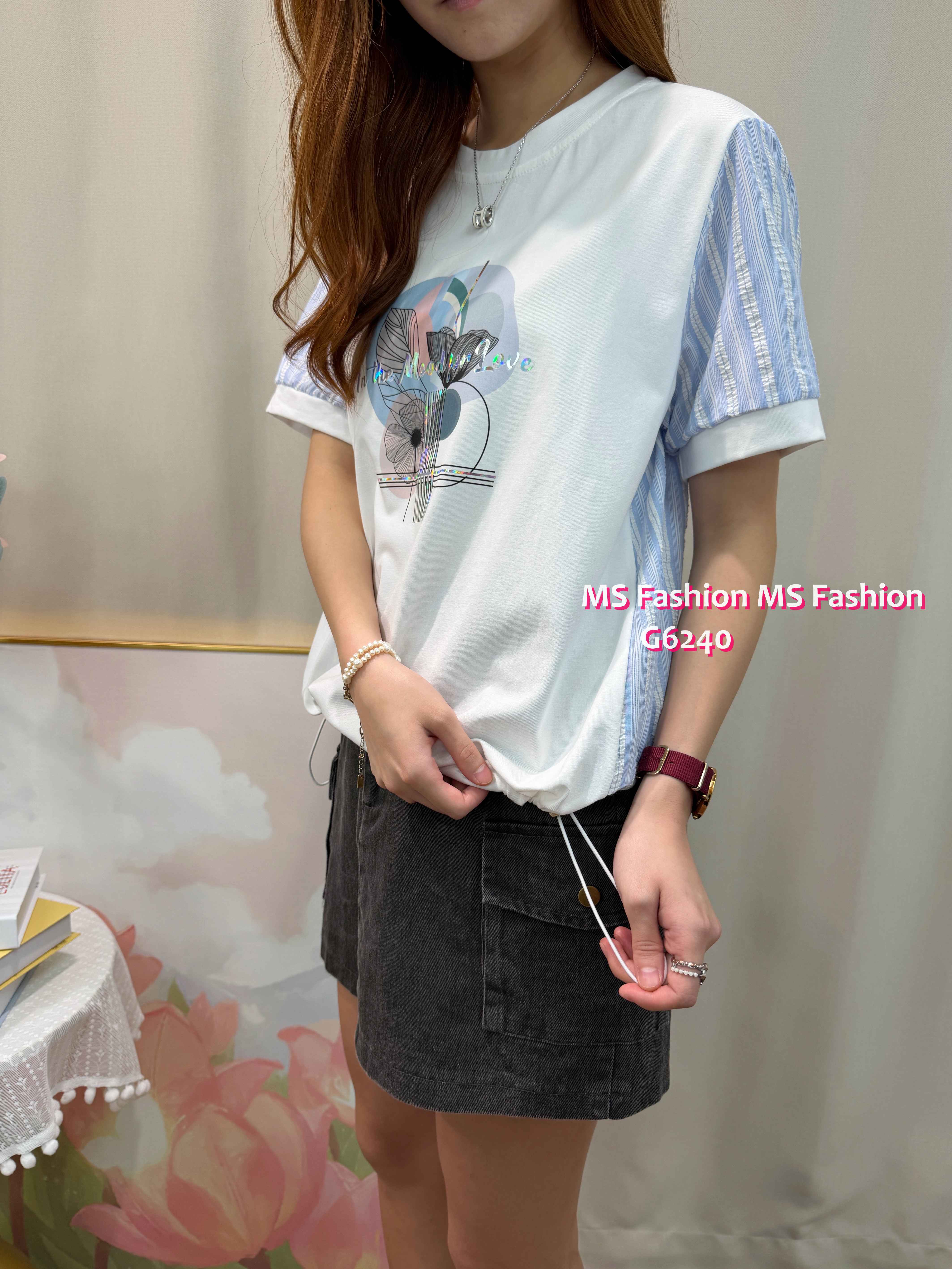 G6240 拼條子pattern top