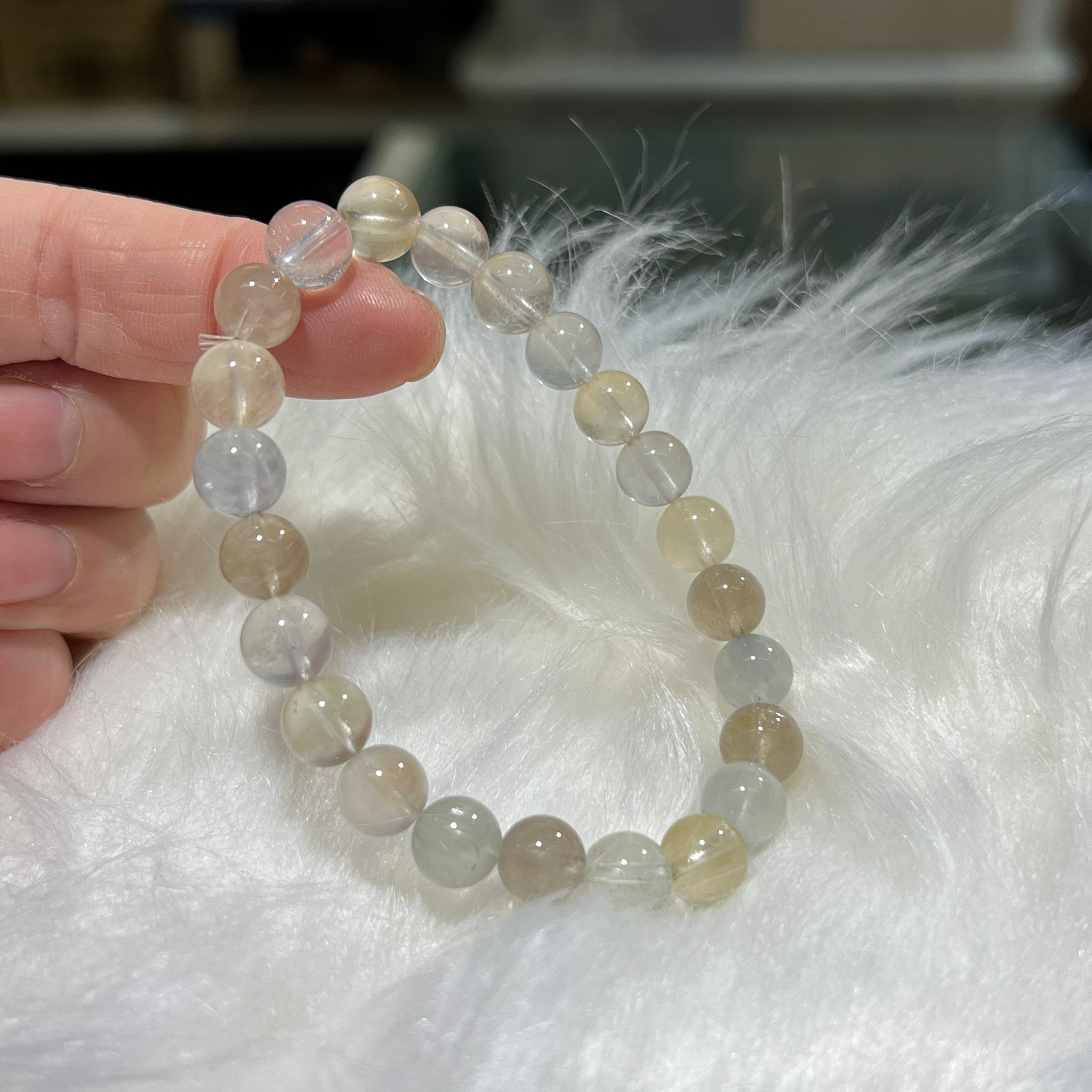 粉兔毛手串 8mm+/-  #CA0009