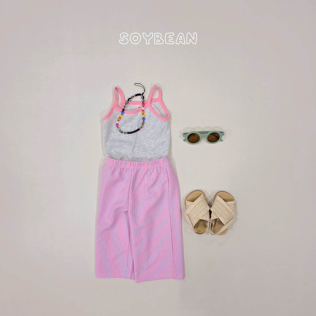 Soybean | stripe Pants set(Pink/Blue/Green/Yellow L(100-110)