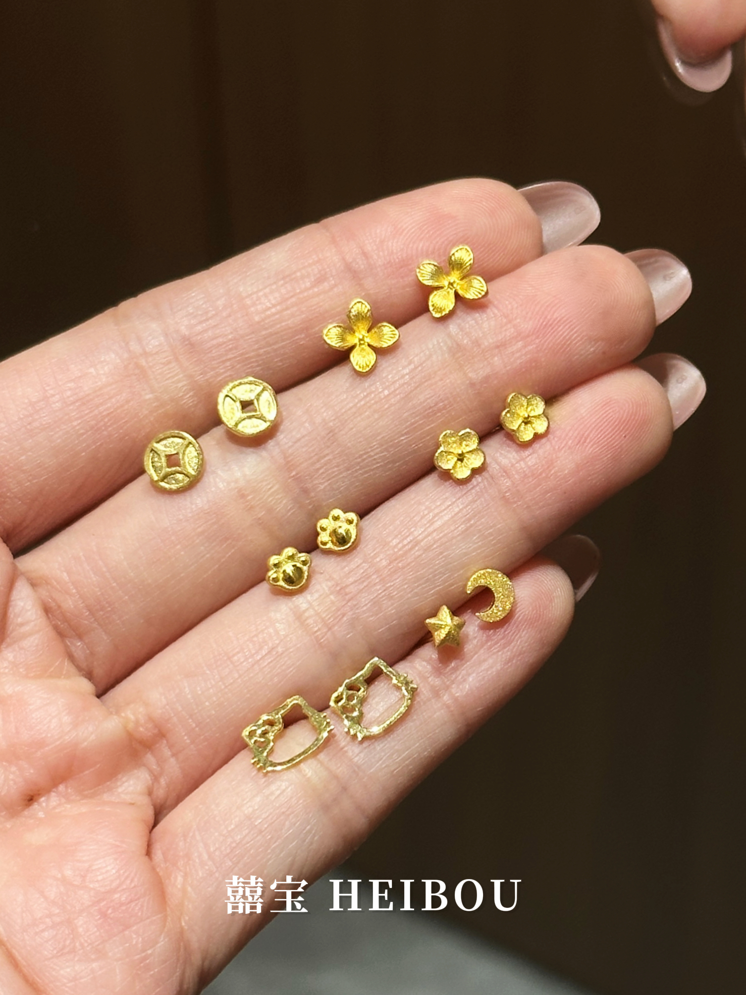 【3D硬金】猫爪/星月/金币/凯蒂猫耳钉