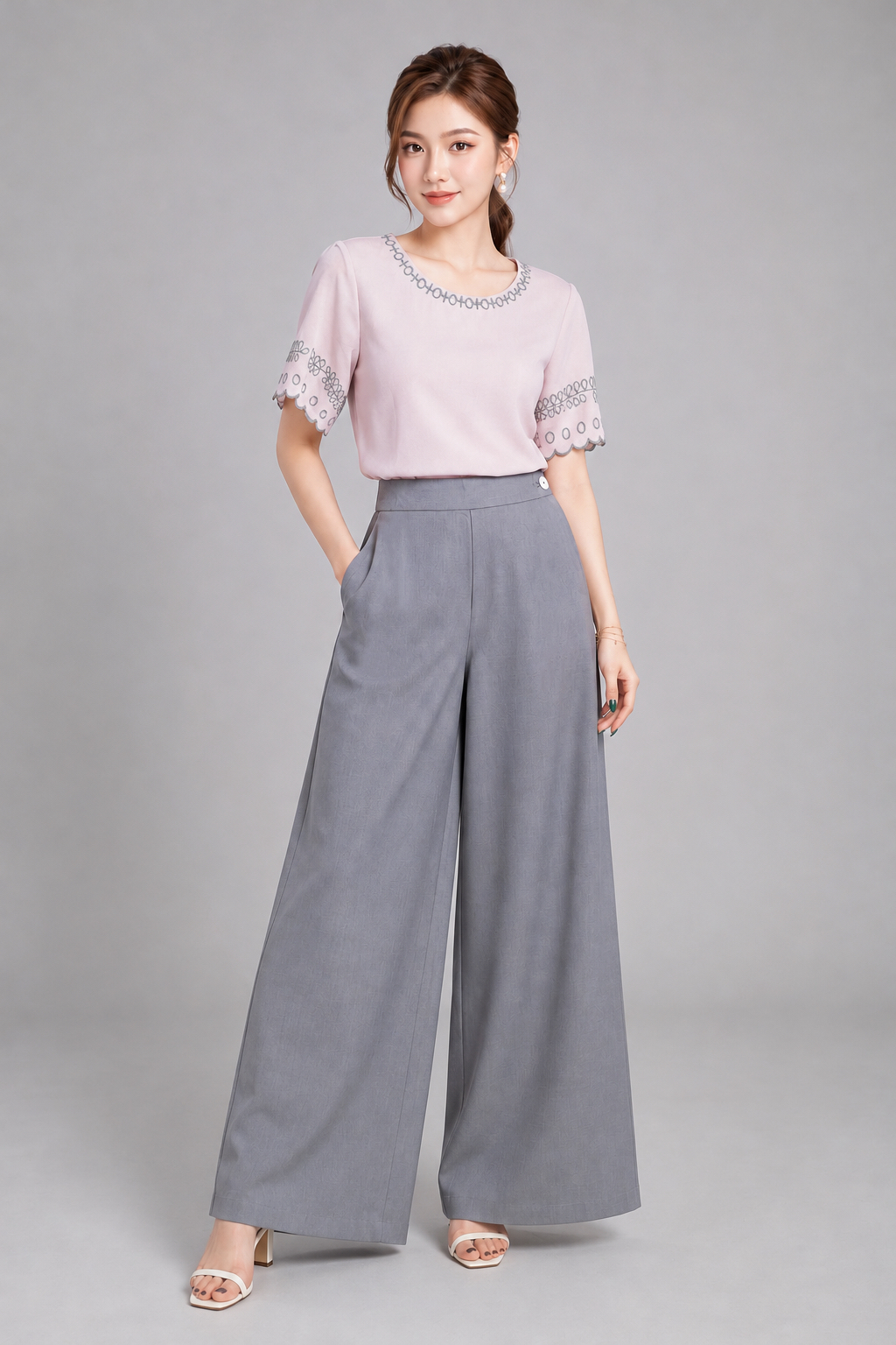 26662 Scallop Embroidered Blouse