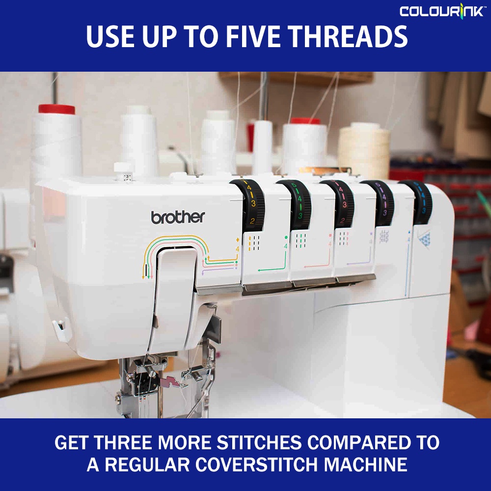 Brother CV3550 Sewing Machine Double Sided Cover Stitch Chain Stitches 1000 spm Free Arm Flatbed Surface Mesin Jahit