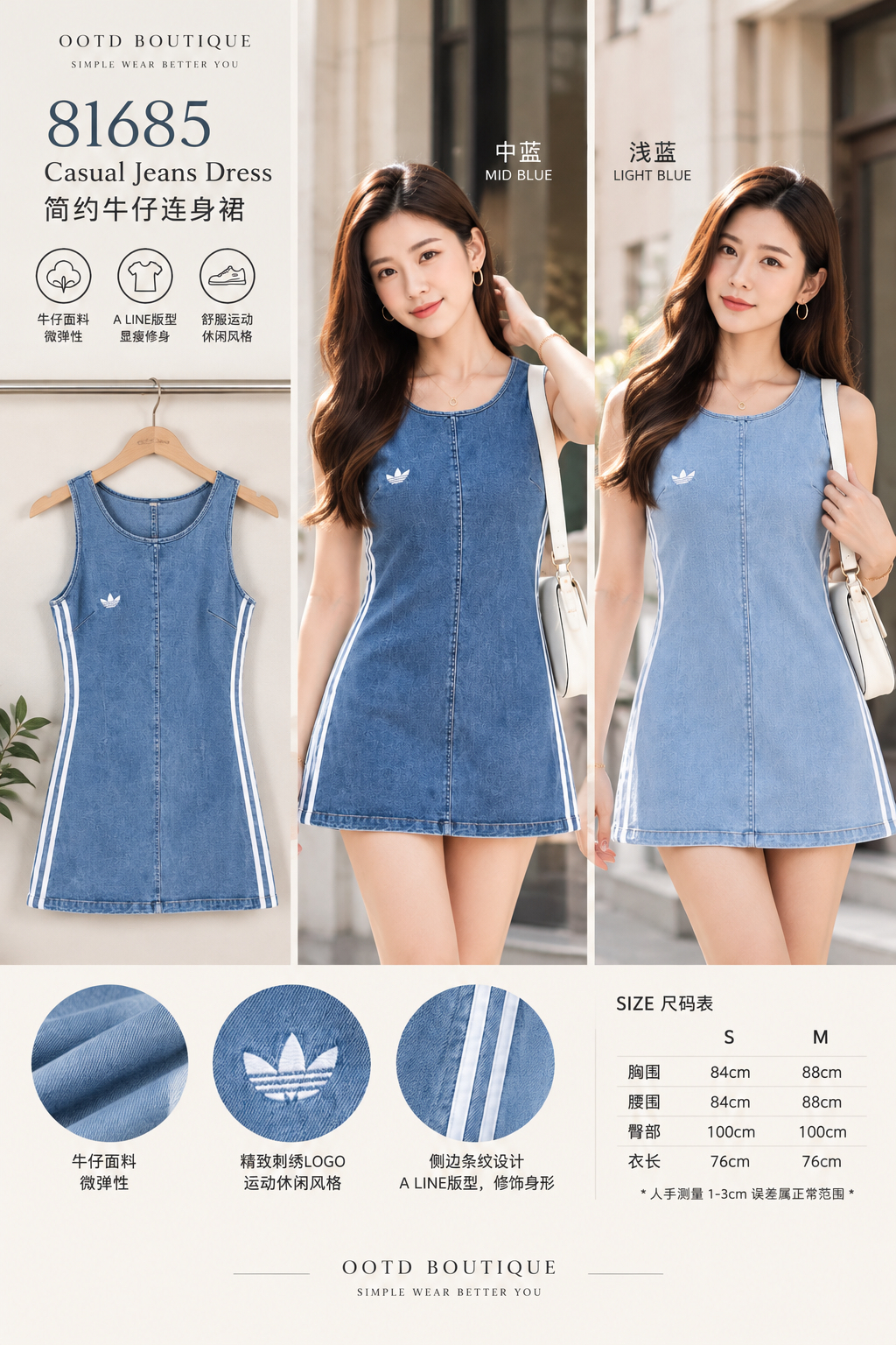 81685 Casual Jeans Dress 美式简约牛仔连身裙