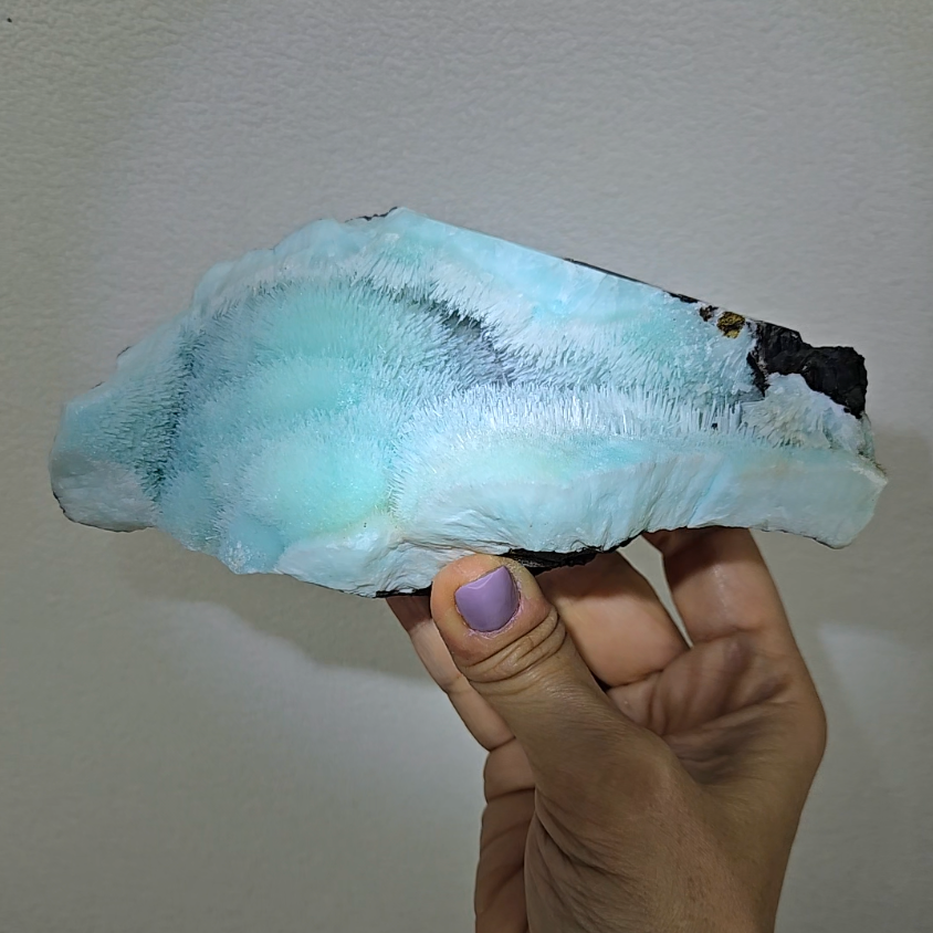 Blue aragonite cluster with bubble formations - AR59
