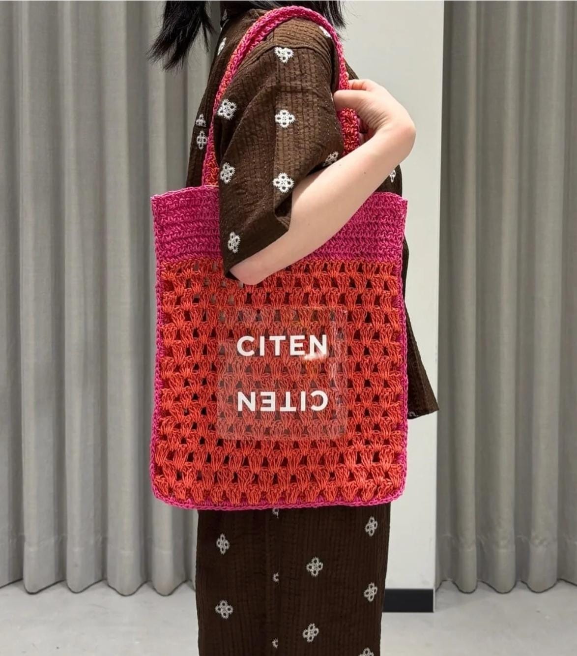 CITEN Paper Cord Bicolor Tote- 約34 x 29 x 7cm