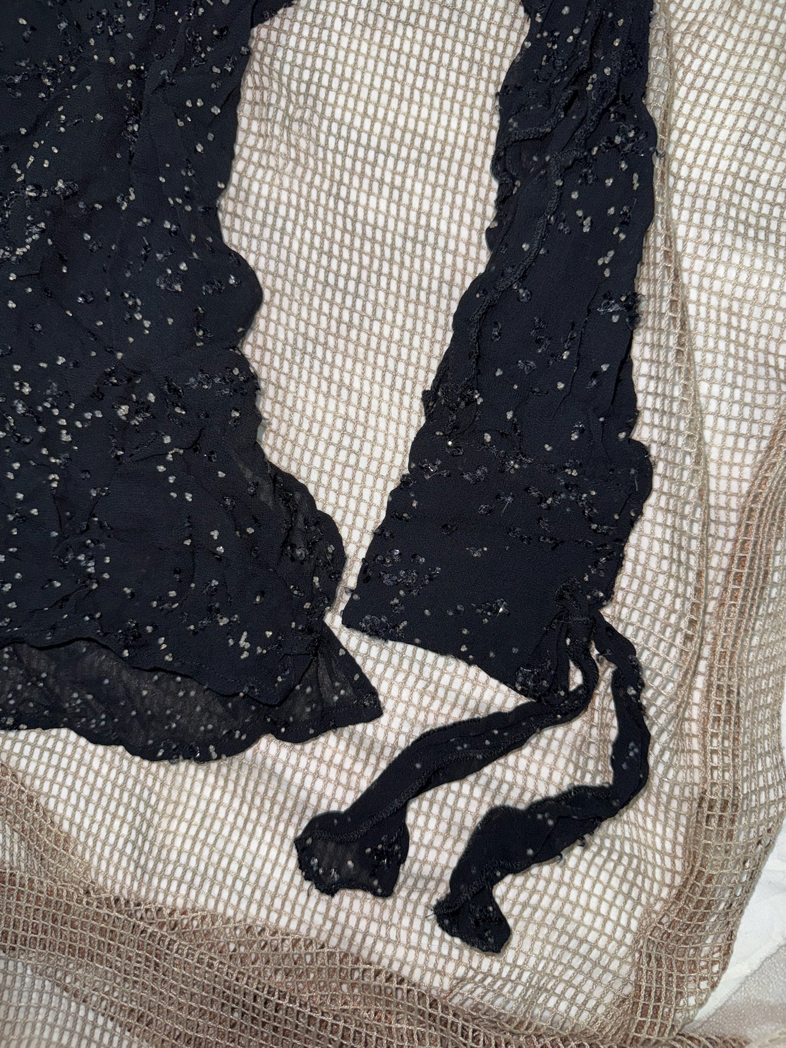 Sparkling Speckled Mesh Ruffle Blouse