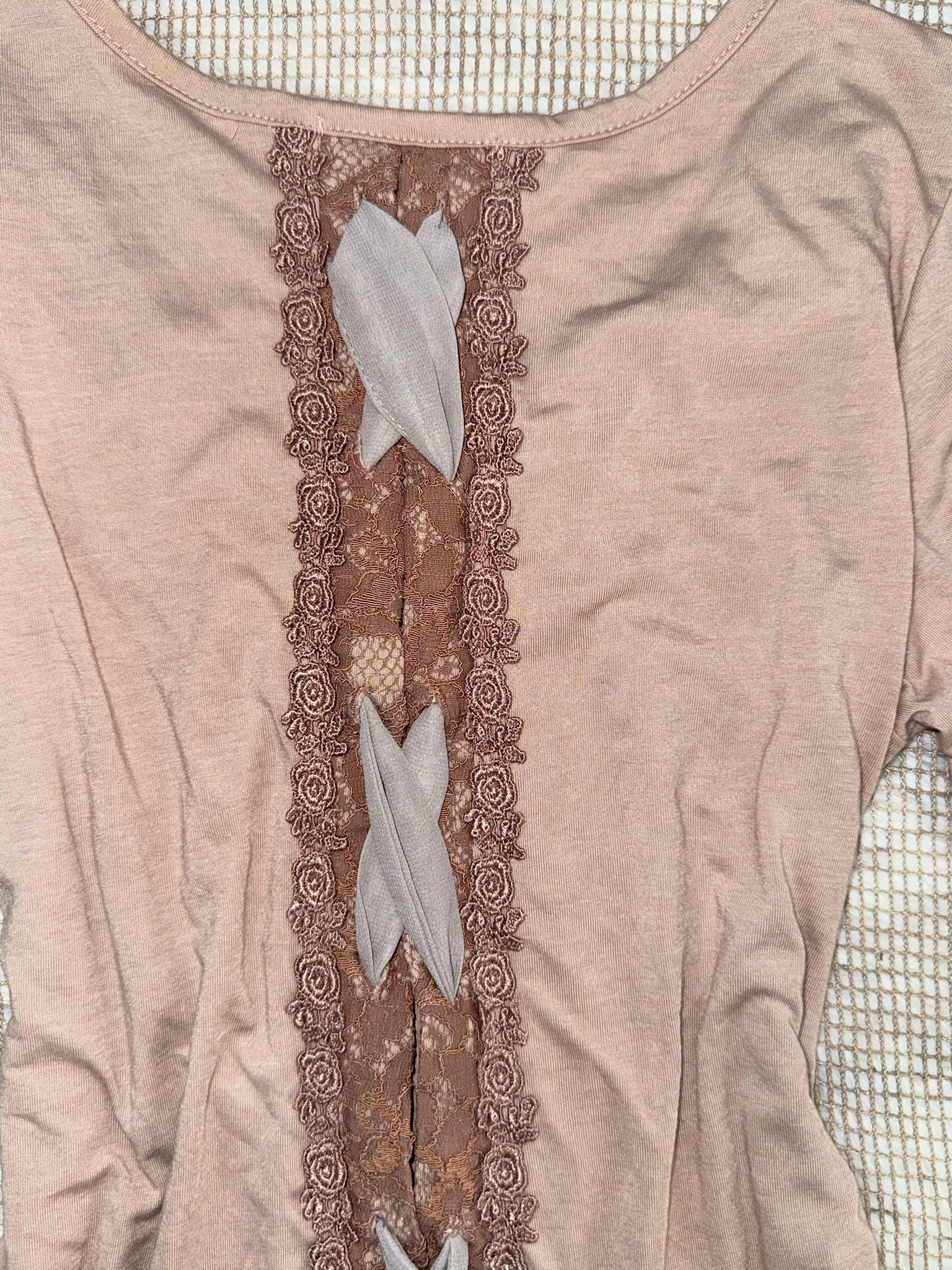Axes Femme Dusty Rose Corset Back Knit Short Sleeve Top